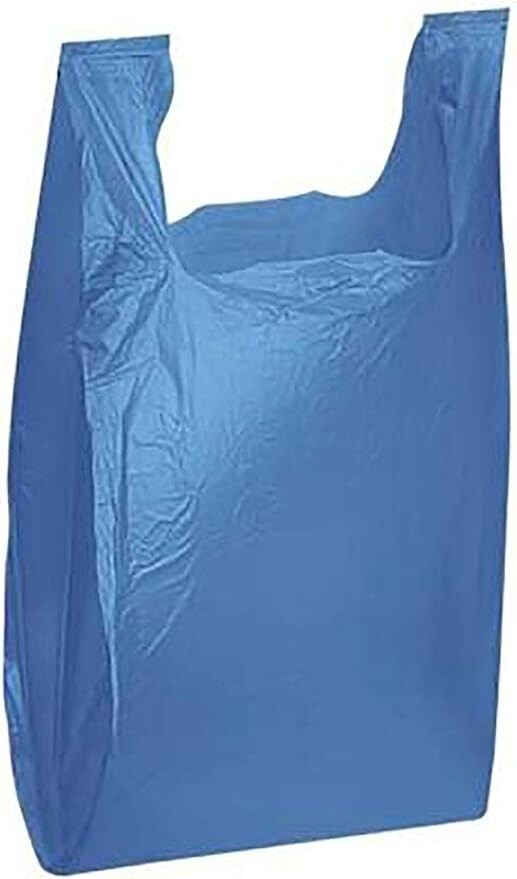 Blue Plastic T-Shirt Bags Case of 1,000 11 ½” x 6″ x 21″ Shopping Retail Bag