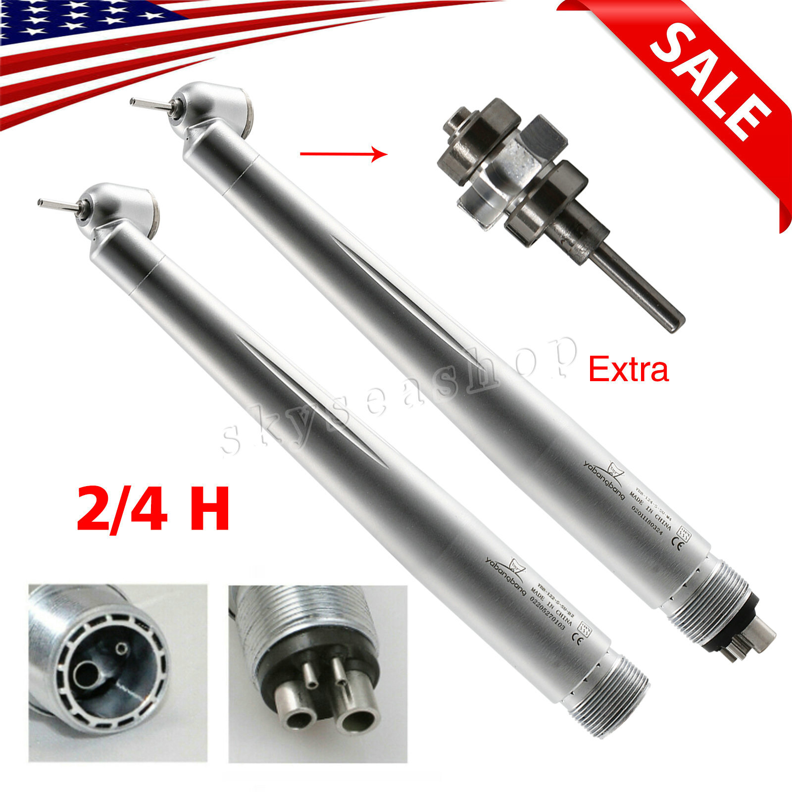 Dental 45° LED E-generator/No-LED High Speed Surgical Handpiece 2/4H/ Rotor Tr