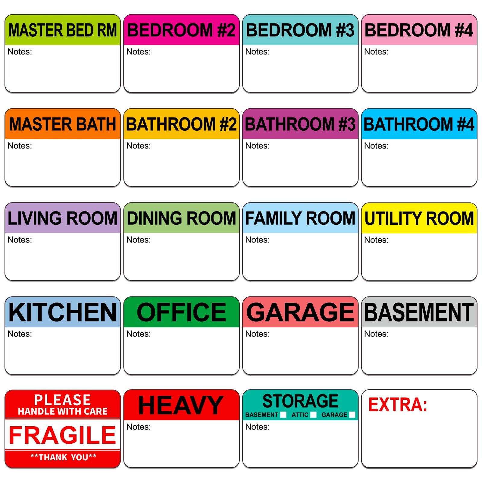 3”x2” Moving Labels for Boxes Color 3″x2″, Stickers Sheets