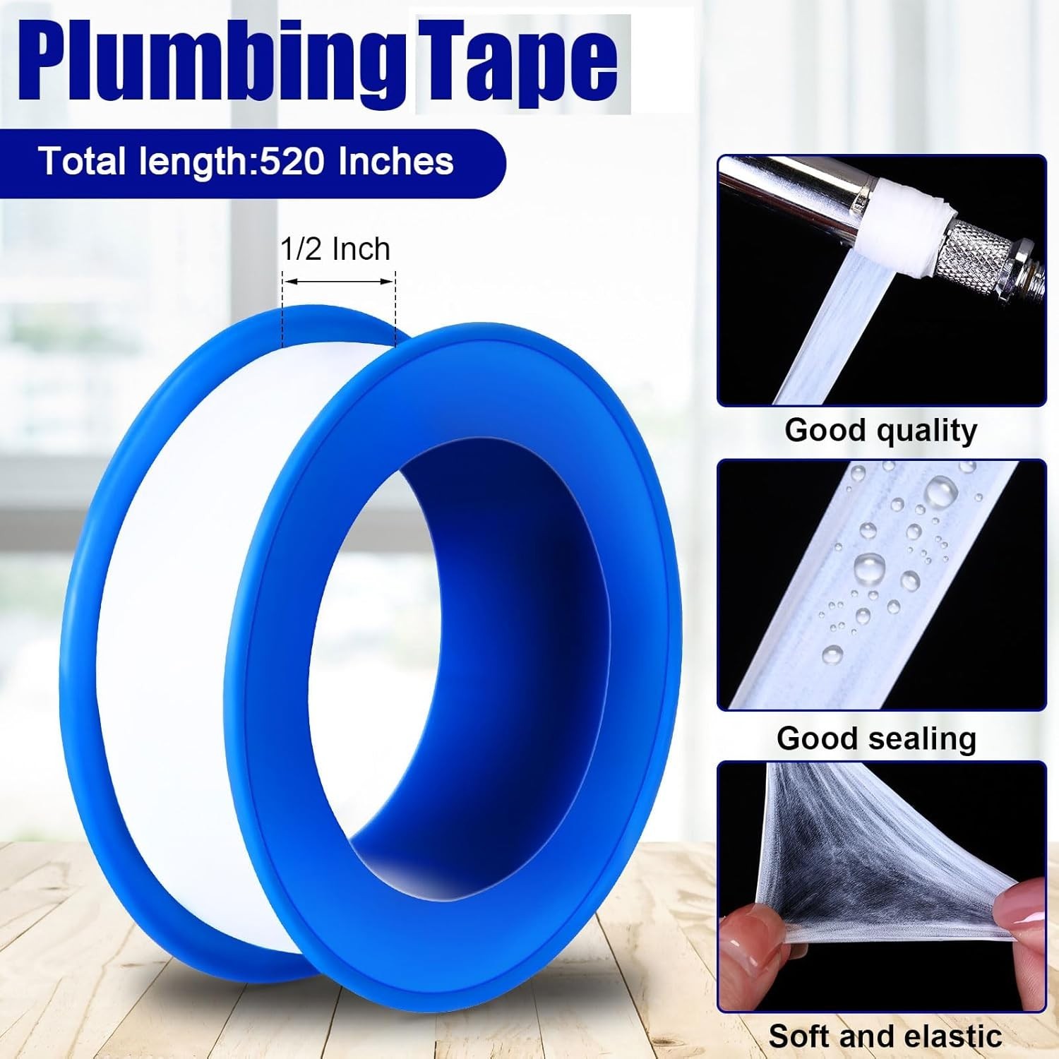 PTFE Tape 1/2 x 520 Inches Plumbers Waterproof Sealant Plumbing Tape – 200 Rolls