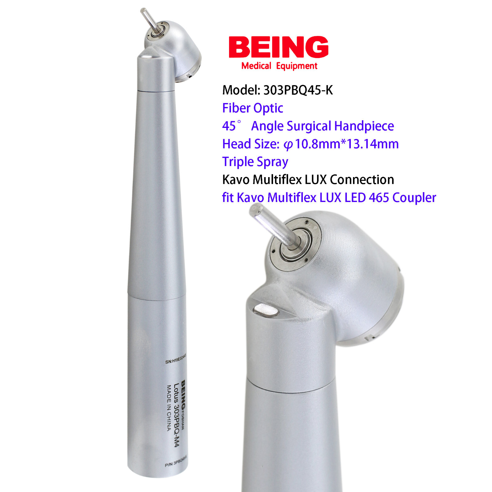 COXO High Speed Surgical Handpiece 45° LED Dental Turbine NSK Kavo Coupler 4 6