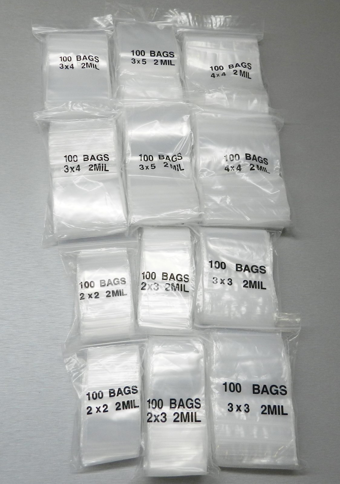 1,200pc Reclosable 2MIL Clear Bags 6 Sizes Assortment Set 200 of Each Baggies