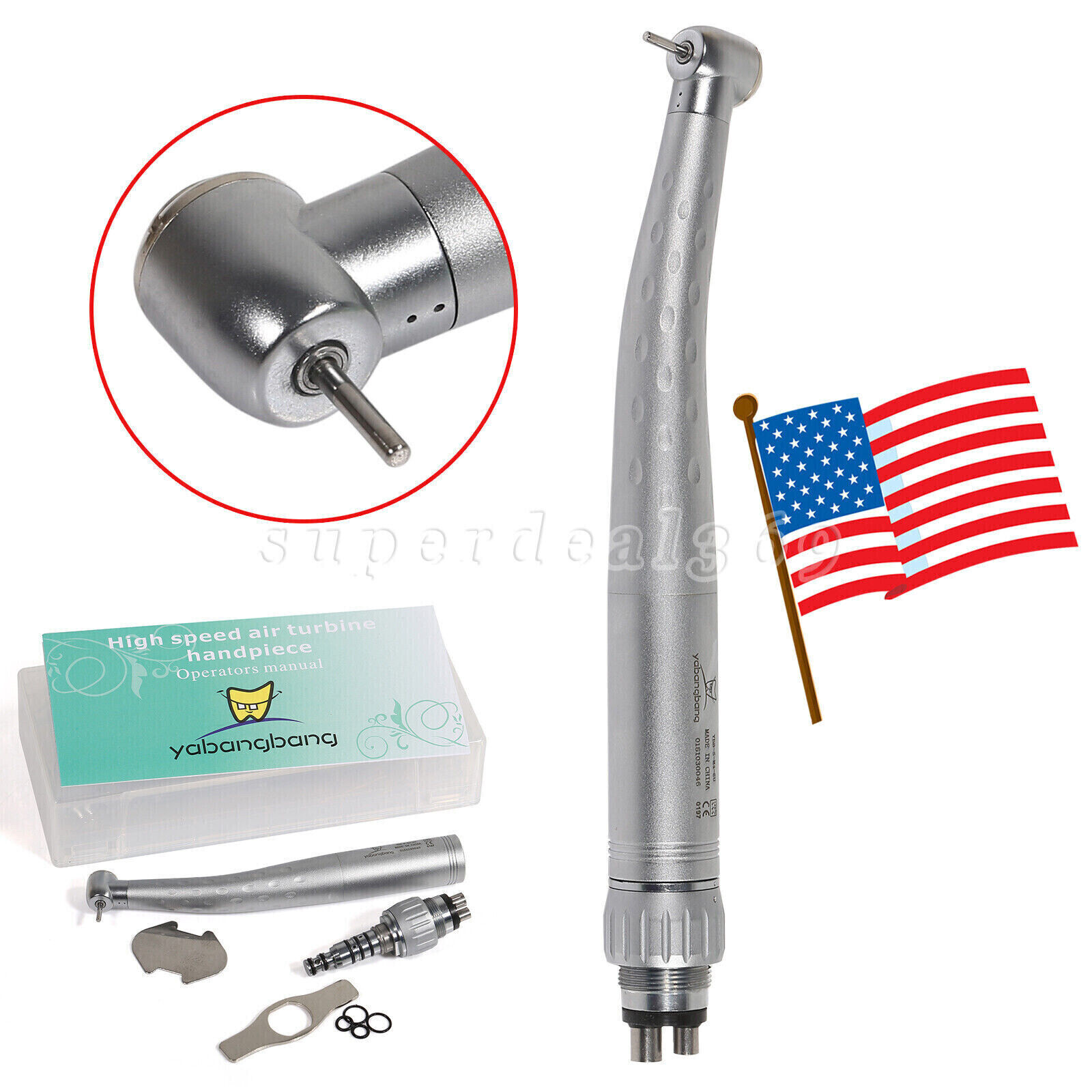 1/10* Dental High Speed Turbine Handpiece Push Button + 4 Hole Coupler GB4 ty