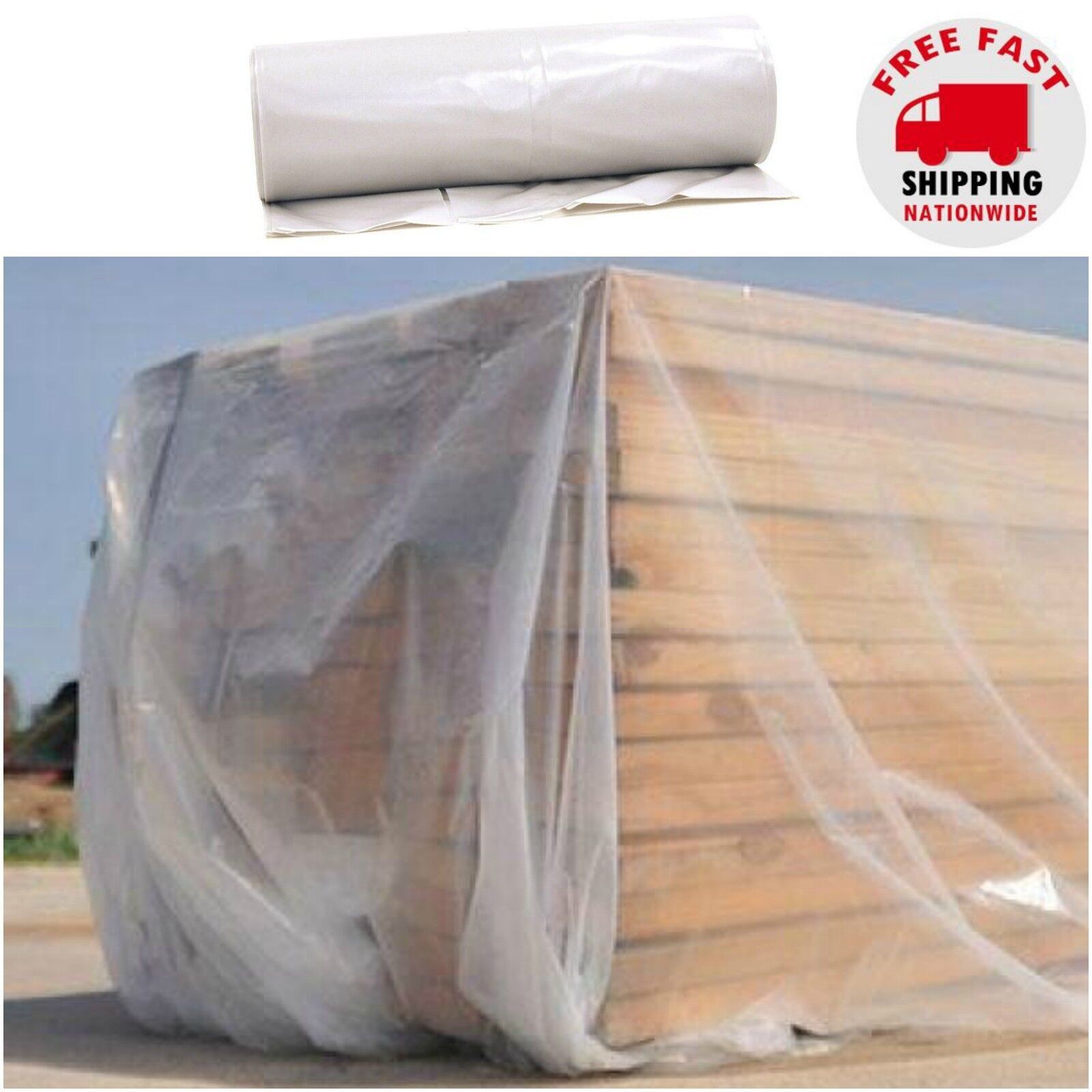 Plastic Sheeting Roll Tarp Cover Extra Heavy Duty 12′ x 100′ Clear Opaque 6 mil