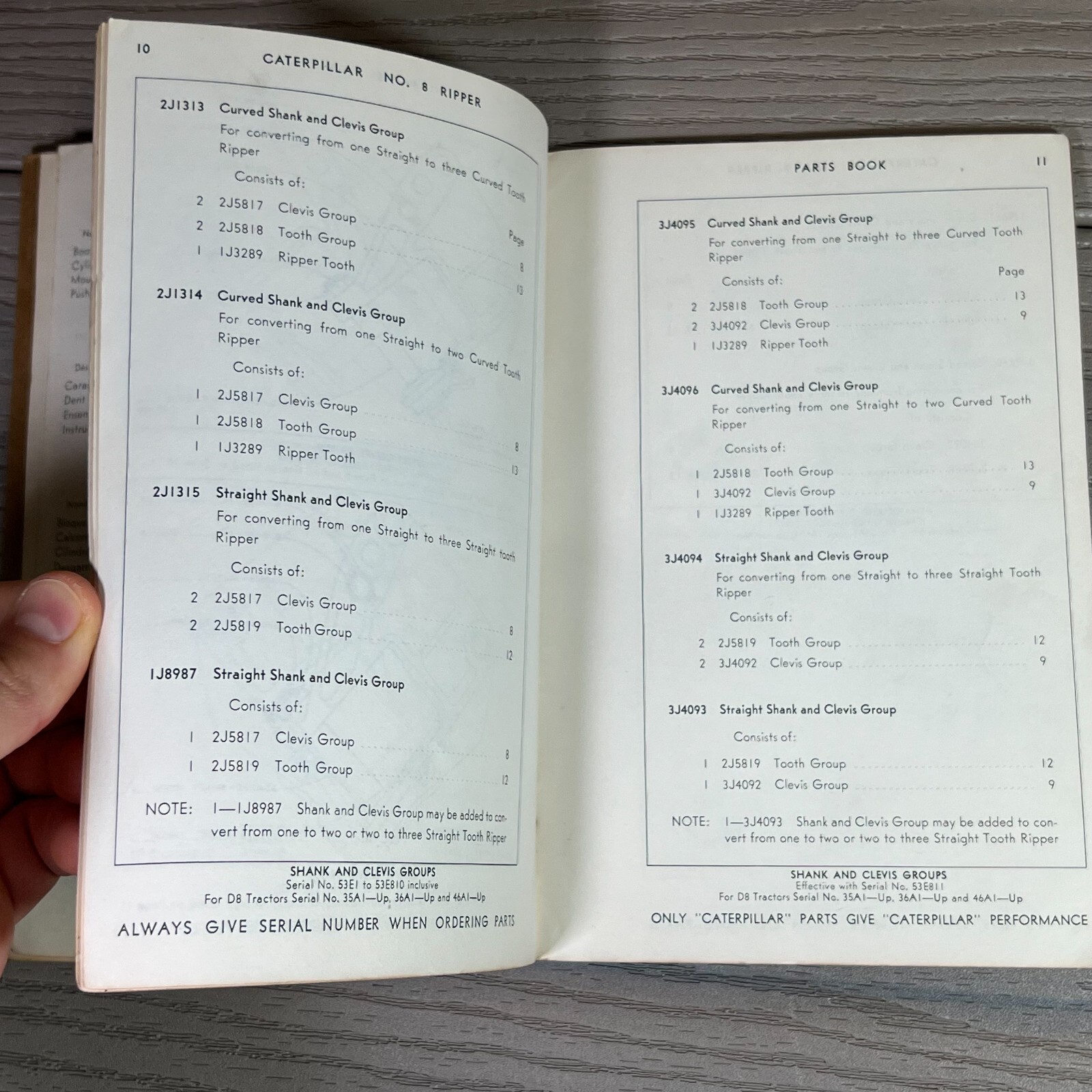 OEM CAT Caterpillar Parts Book No. 8 Ripper s/n 53E1 UP Form UE034136 Vtg 1967