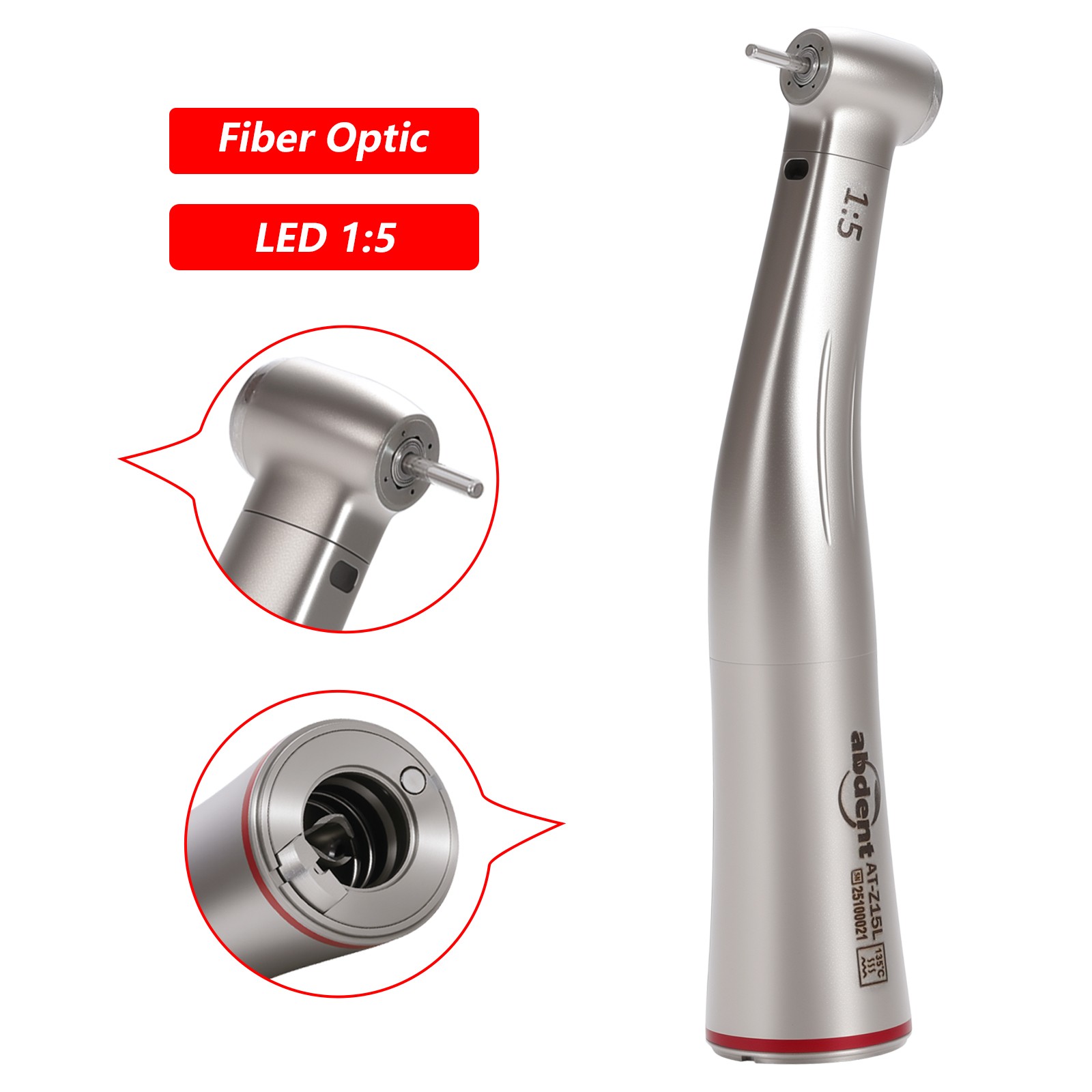 Dental 1:5 LED Contra Angle Handpiece Fiber Optic high speed Electric light USA