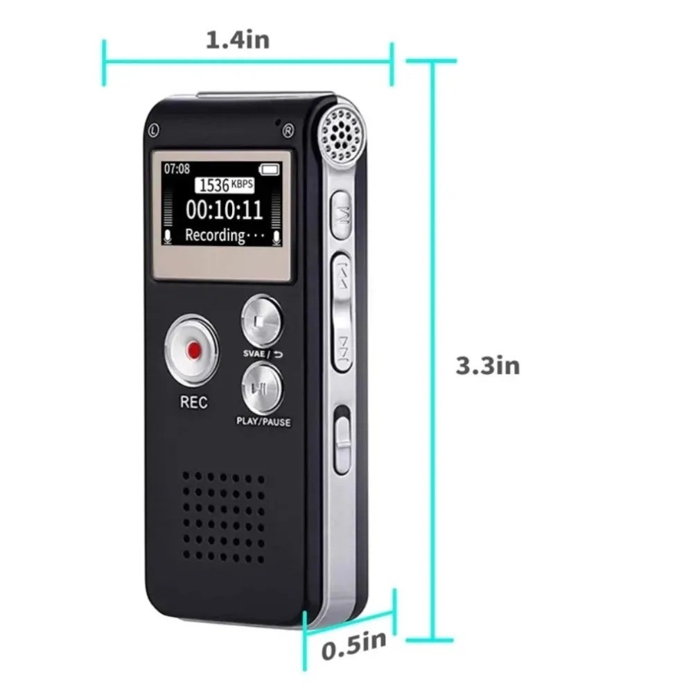 Portable Digital Voice Recorder MP3 WAV Playback USB Rechargeable Recorder