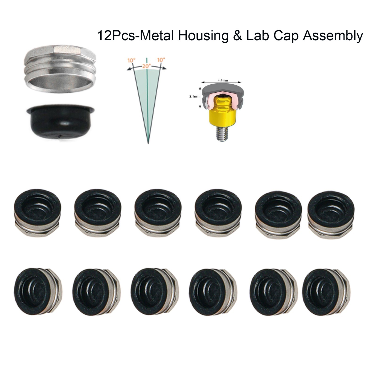 12Pcs US Dental Replacement Metal Housing & Black Lab Cap Assembly Zest Locator