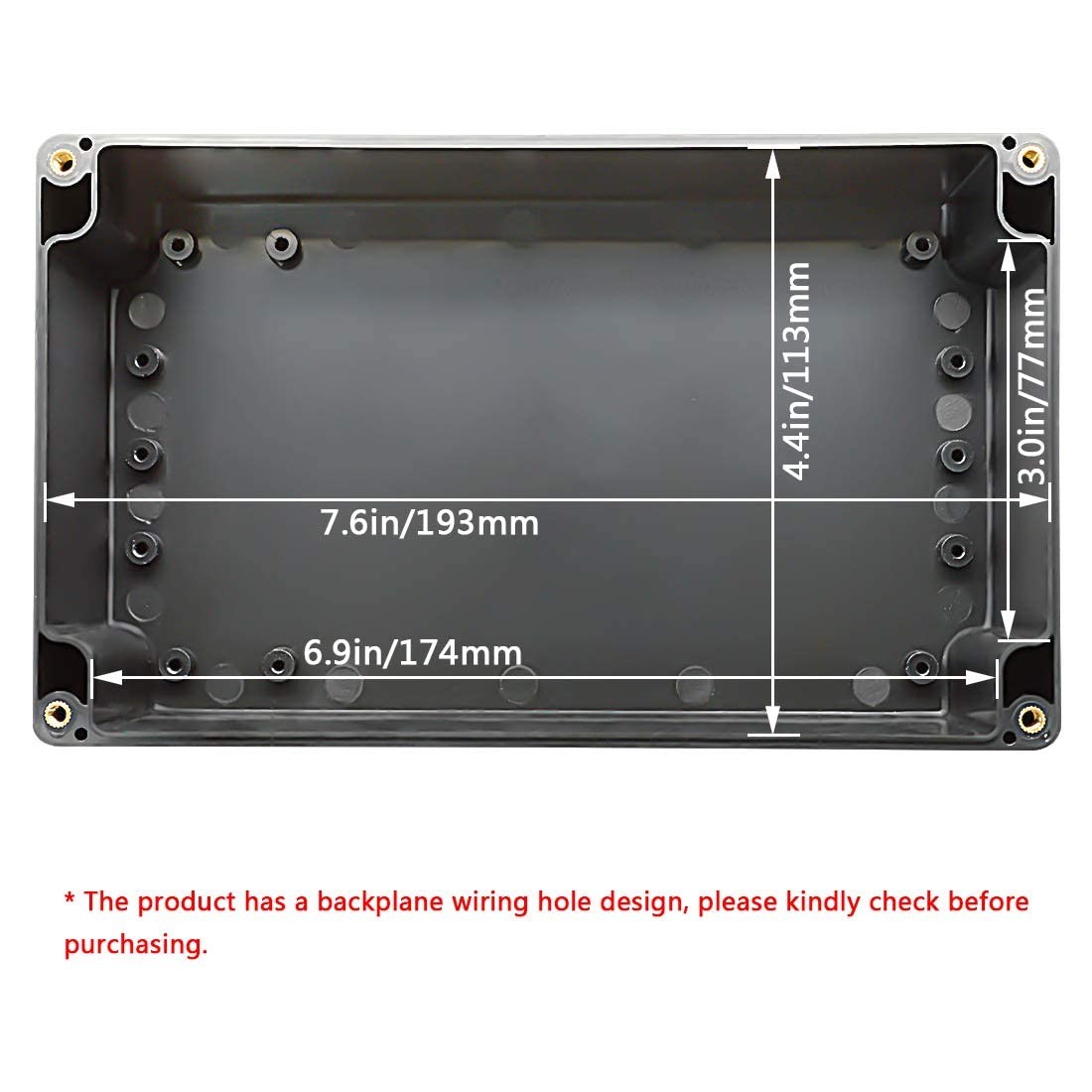 Black ABS Plastic Electrical Power Junction Project Box 7.87×4.72×2.95 Inch
