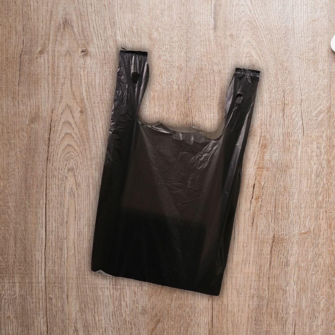 Grocery Bags 1000 Black Plastic Shopping Retail T Shirt 11 x 6 x 21″ Merchandise