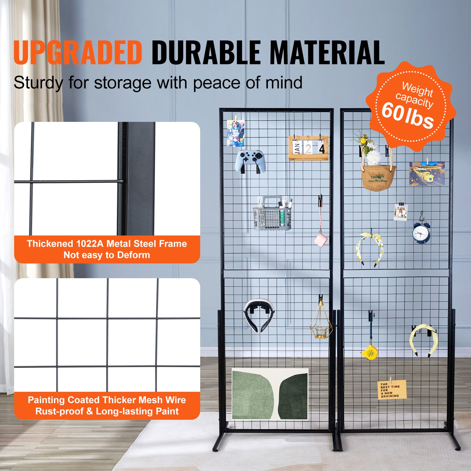VEVOR 2′ x 5.6′ Grid Wall Panels Tower 2 Packs Wire Gridwall Display Racks