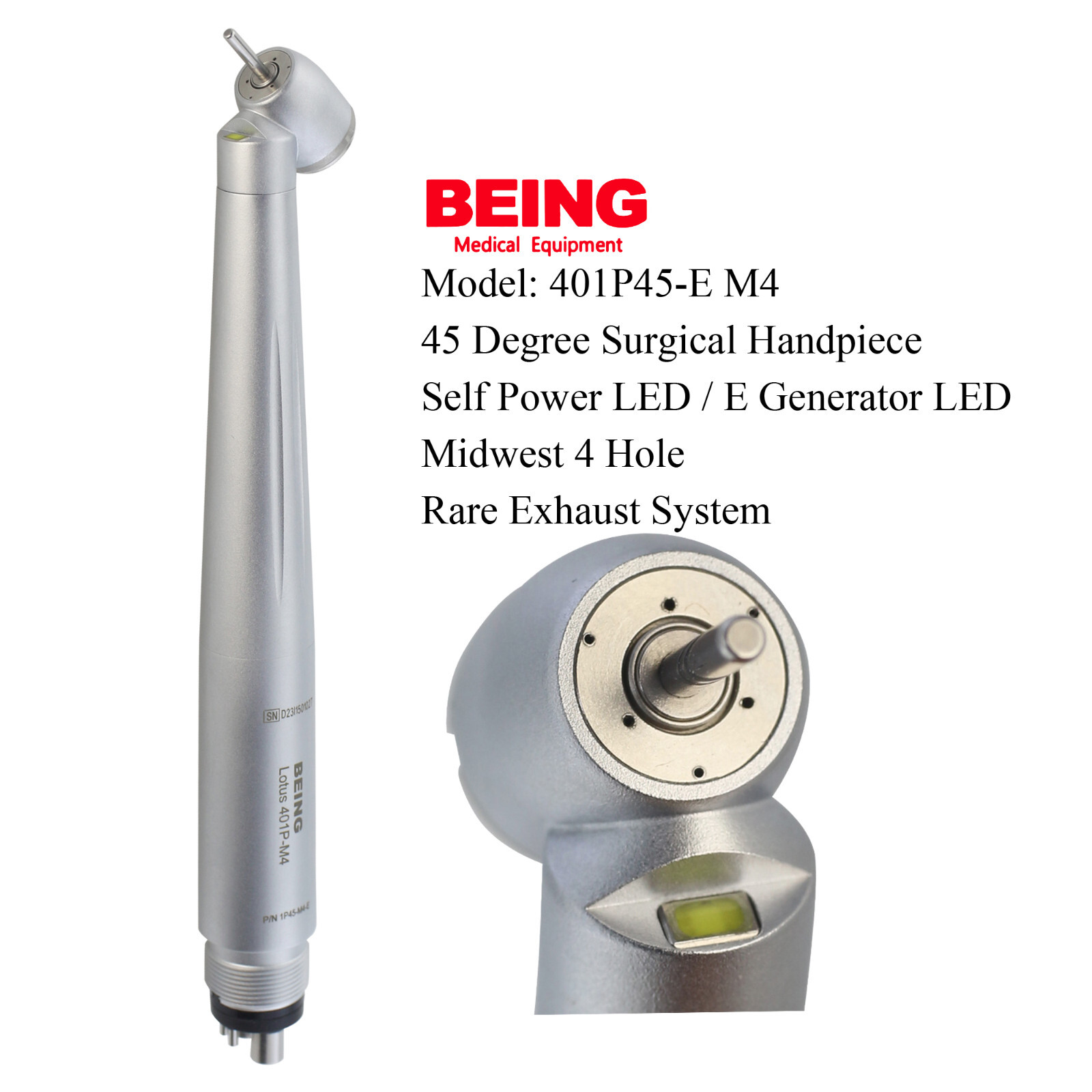 COXO High Speed Surgical Handpiece 45° LED Dental Turbine NSK Kavo Coupler 4 6