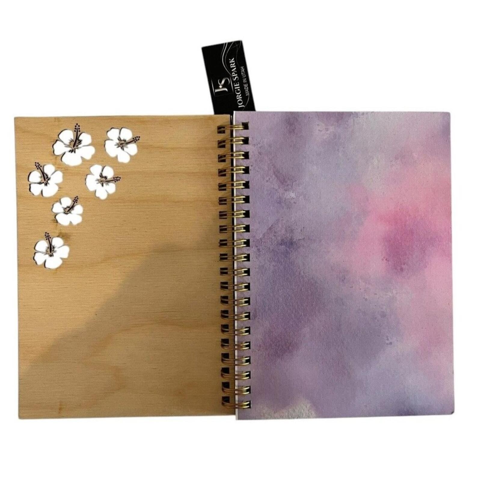 Aloha and Flowers Wooden Covered Notebook/Journal 5×7 Laser 80 Pages New W Tags