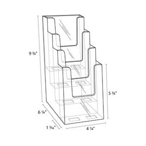 Dazzling Displays Clear Acrylic 4-Tier 4″ x 9″ Countertop Brochure Holder