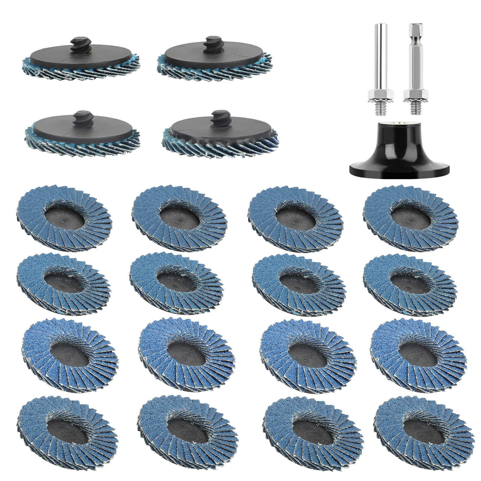 20pcs 2inch Flat Flap Disc Roll Lock Sanding Grinding Wheels 40 60 80 120 Grit