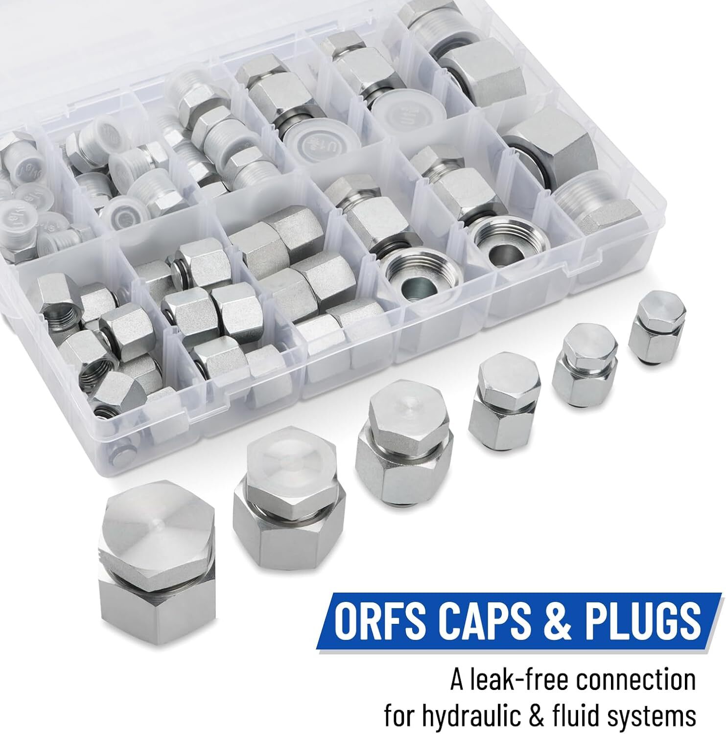 144 in 1 JIC and ORFS Hydraulic Cap and Plug Hose Tube and Pipe Cap and Plug Kit