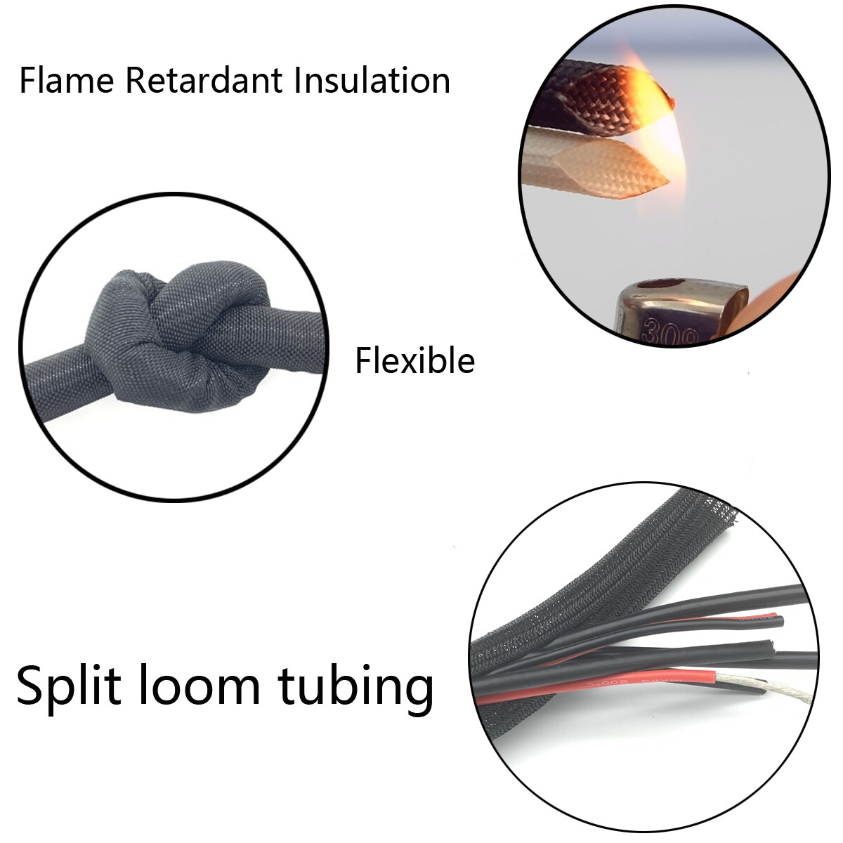 Braided Split-Sleeve Wire Loom for High-Temp Auto Harness Wrapping 5’&28’Length