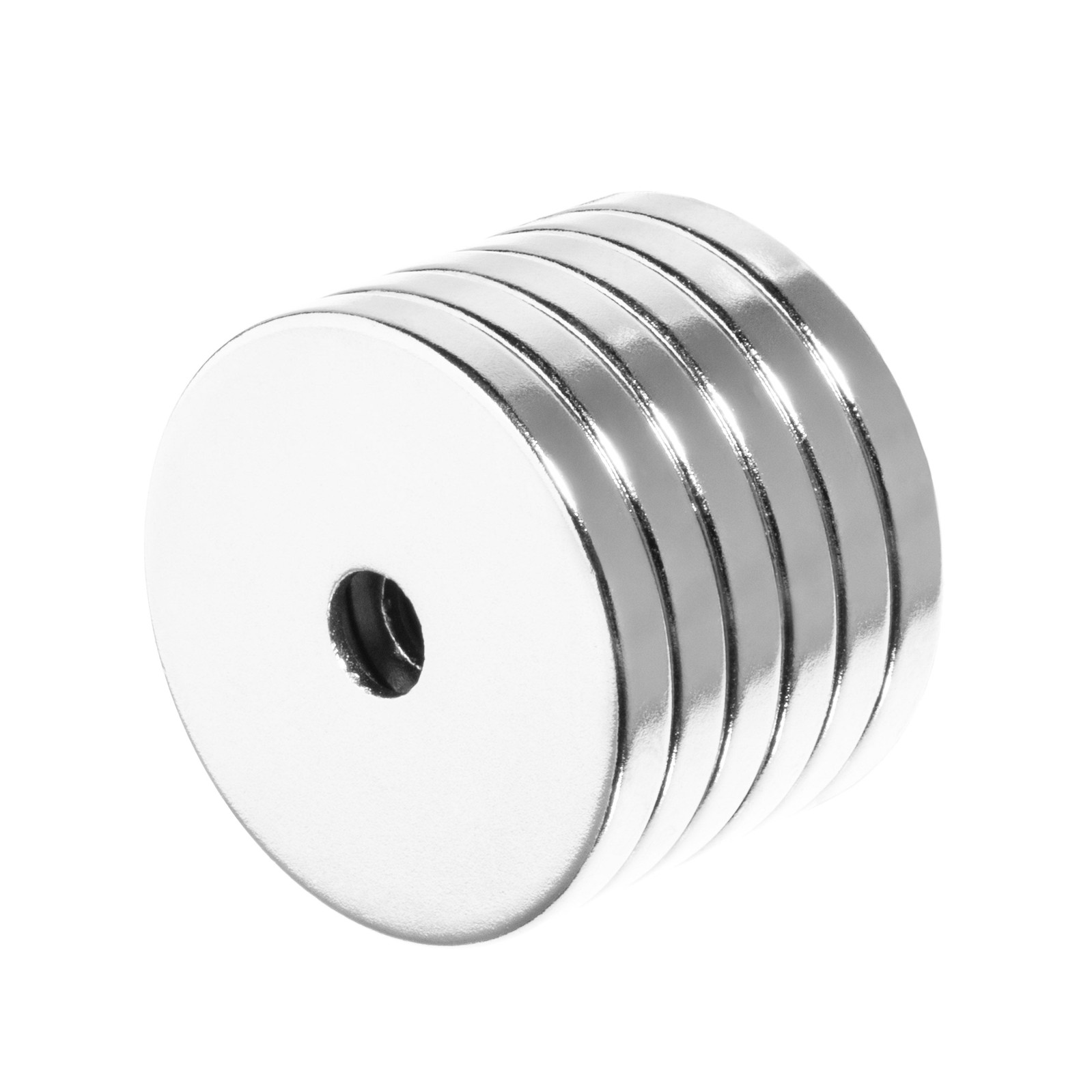 1 x 1/8 Inch Neodymium Rare Earth Countersunk Ring Magnets N42 (6 Pack)
