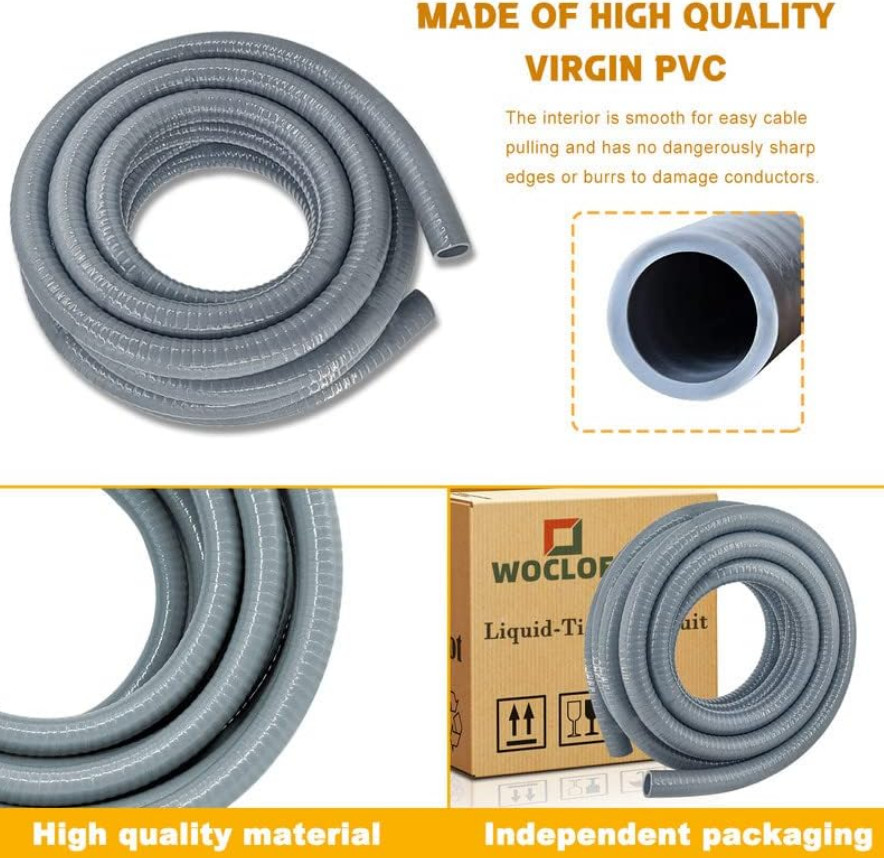 PVC Liquid-Tight Conduit – 2 Inch 25 Foot Flexible PVC Non Metallic Electrica…