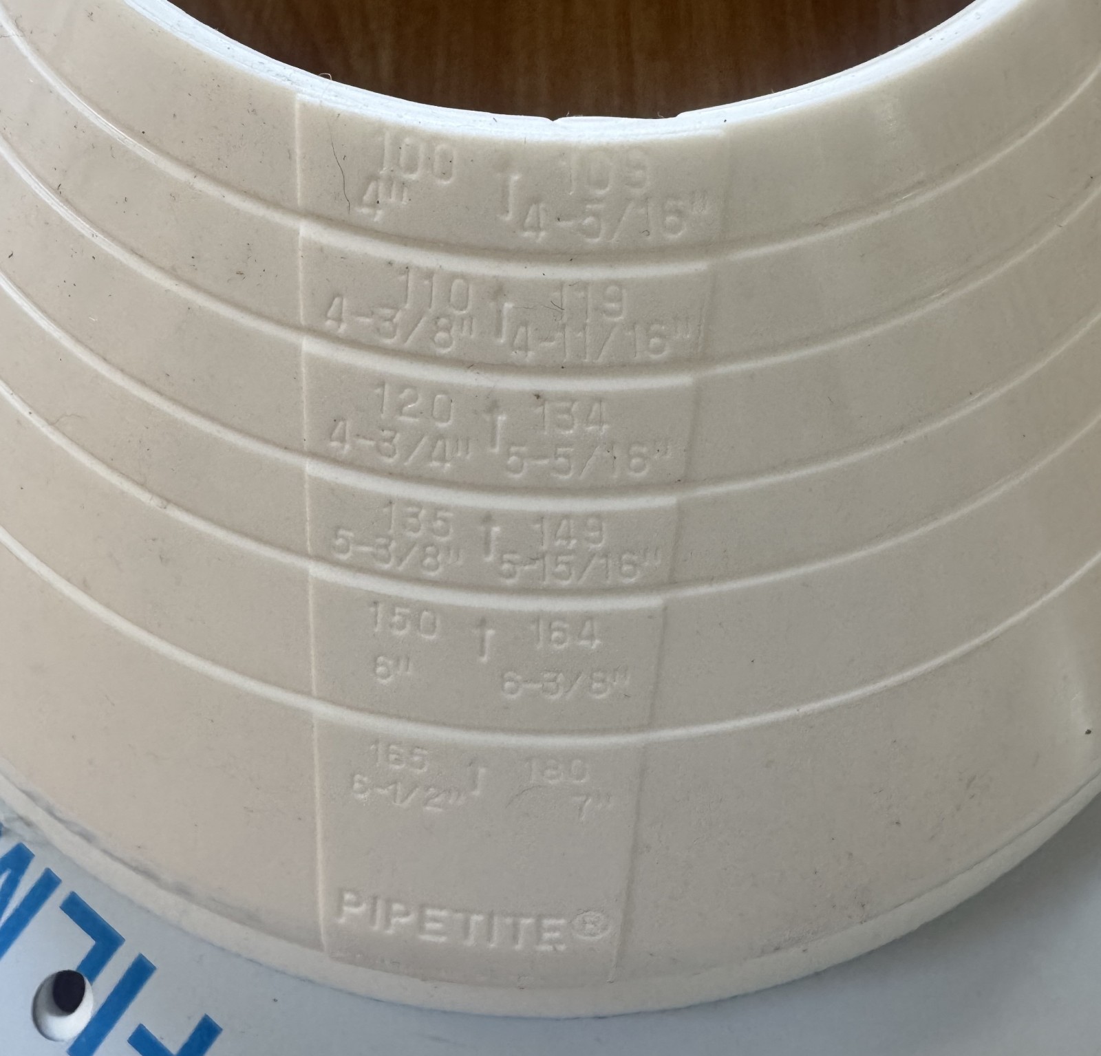 New Pipetite Wall Boot PT5-000 Size 5 3.94″ – 7.09″ White Silicone FDA