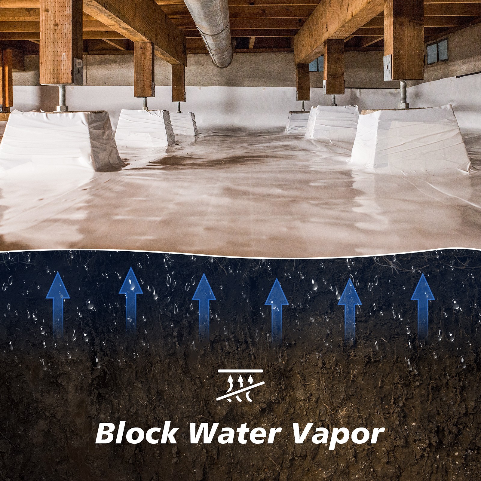1000 SQFT 10×100 White Crawlspace Flooring Underlayment Vapor Barrier iNSULATION