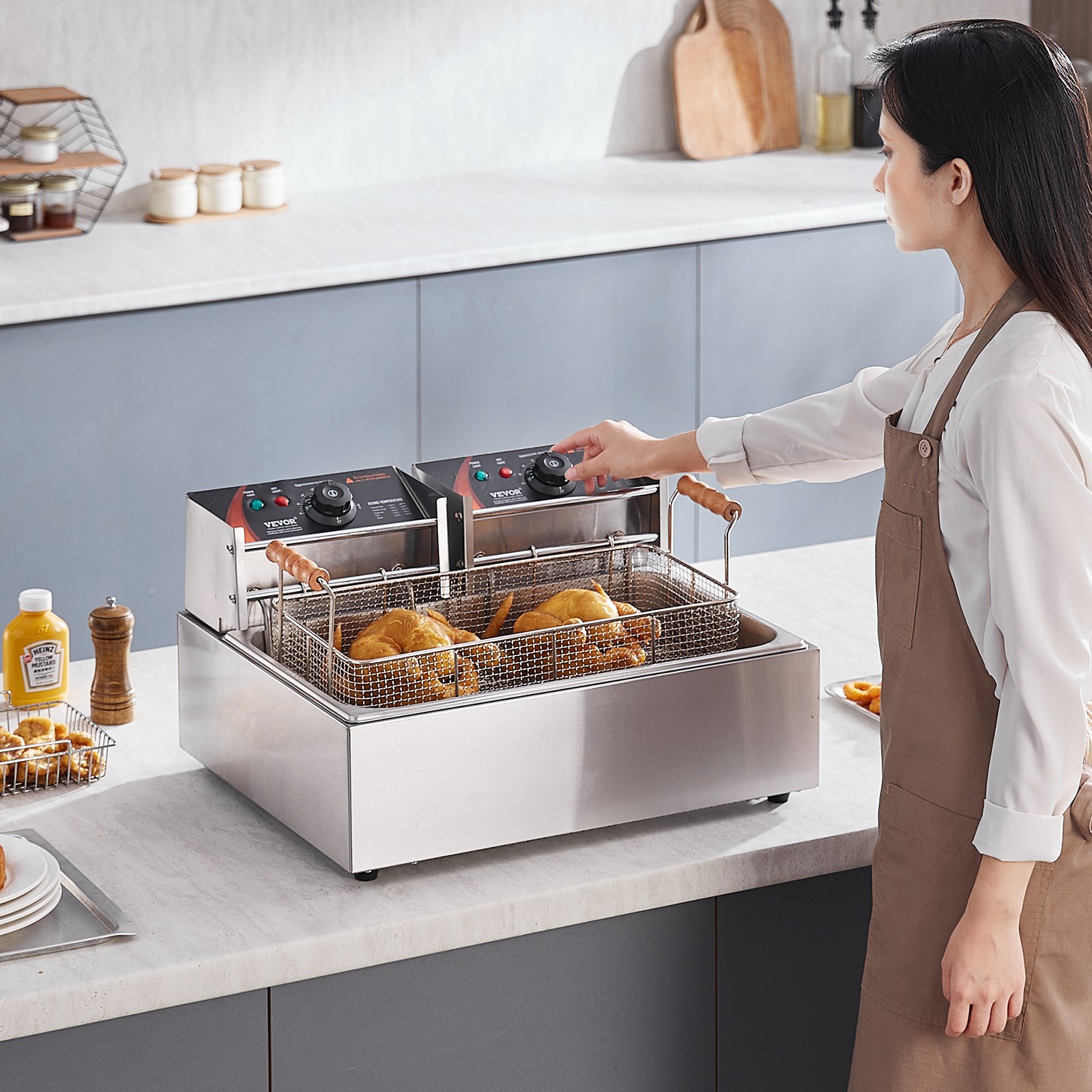 VEVOR Commercial Electric Deep Fryer Countertop Deep Fryer 3000W 18Qt / 17L