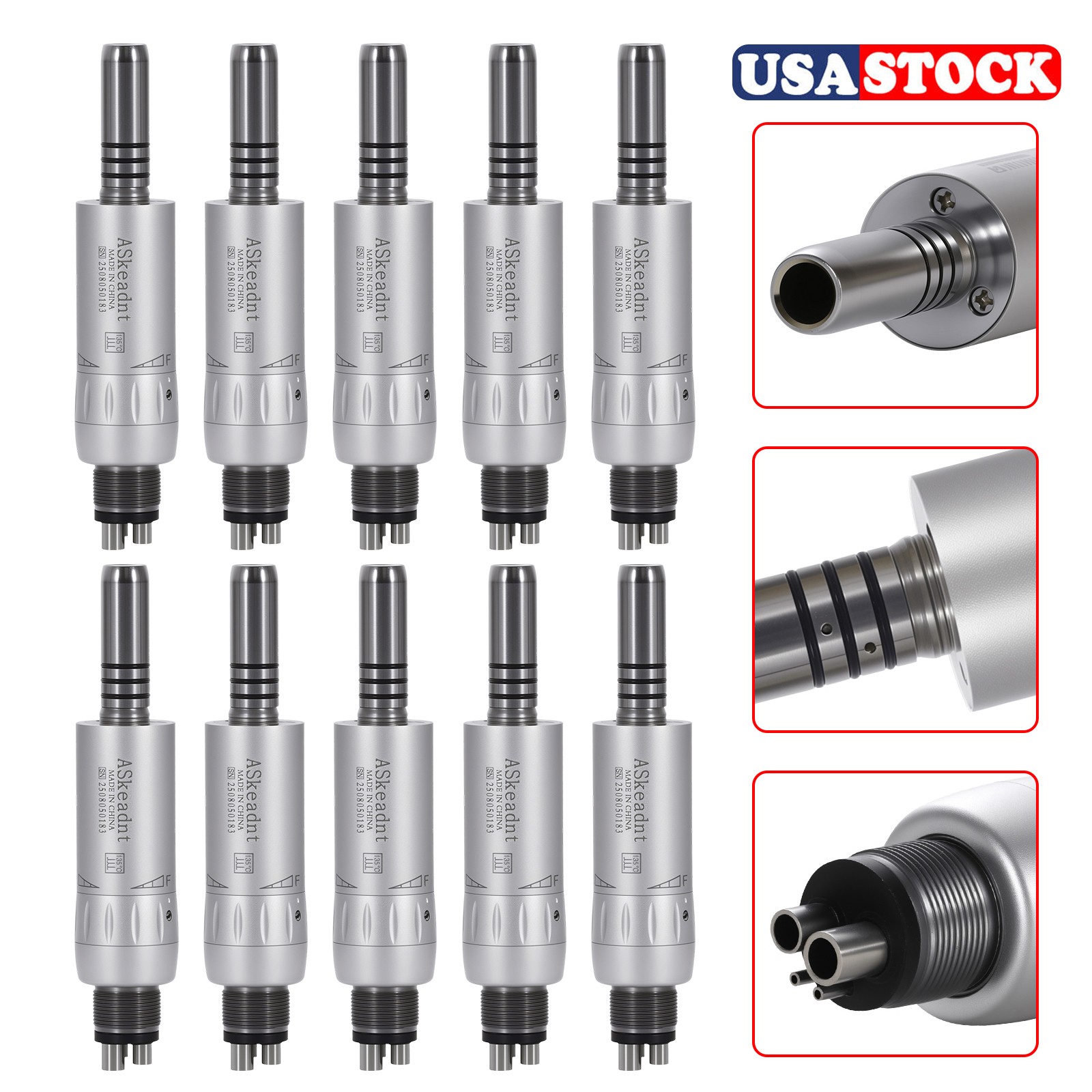 10*ASkeadnt Dental Inner Channel Slow Low Speed Air Motor Handpiece 4 H E-type