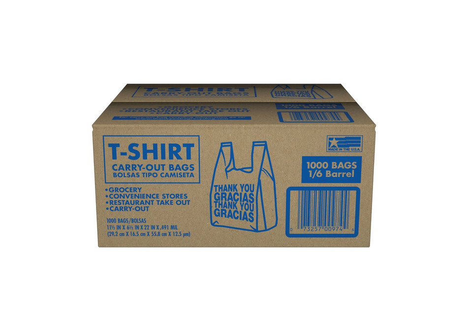 T-Shirt Carry-Out Bags 11.5″x6.5″x22″ Heavy Duty 1,000 Count Bulk Pack
