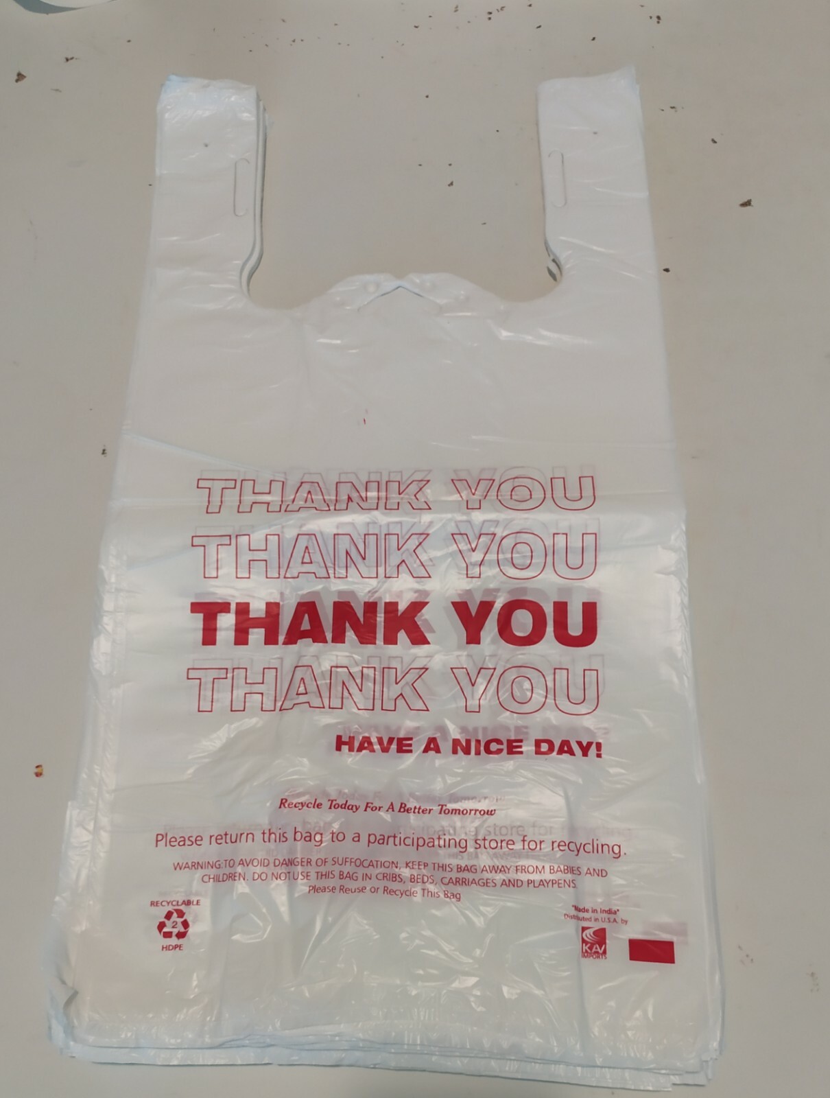 500 PCs 1/6 T-Shirt Bag Thank You Plastic Retail Carry Out Bags 11.5″x6″x21″