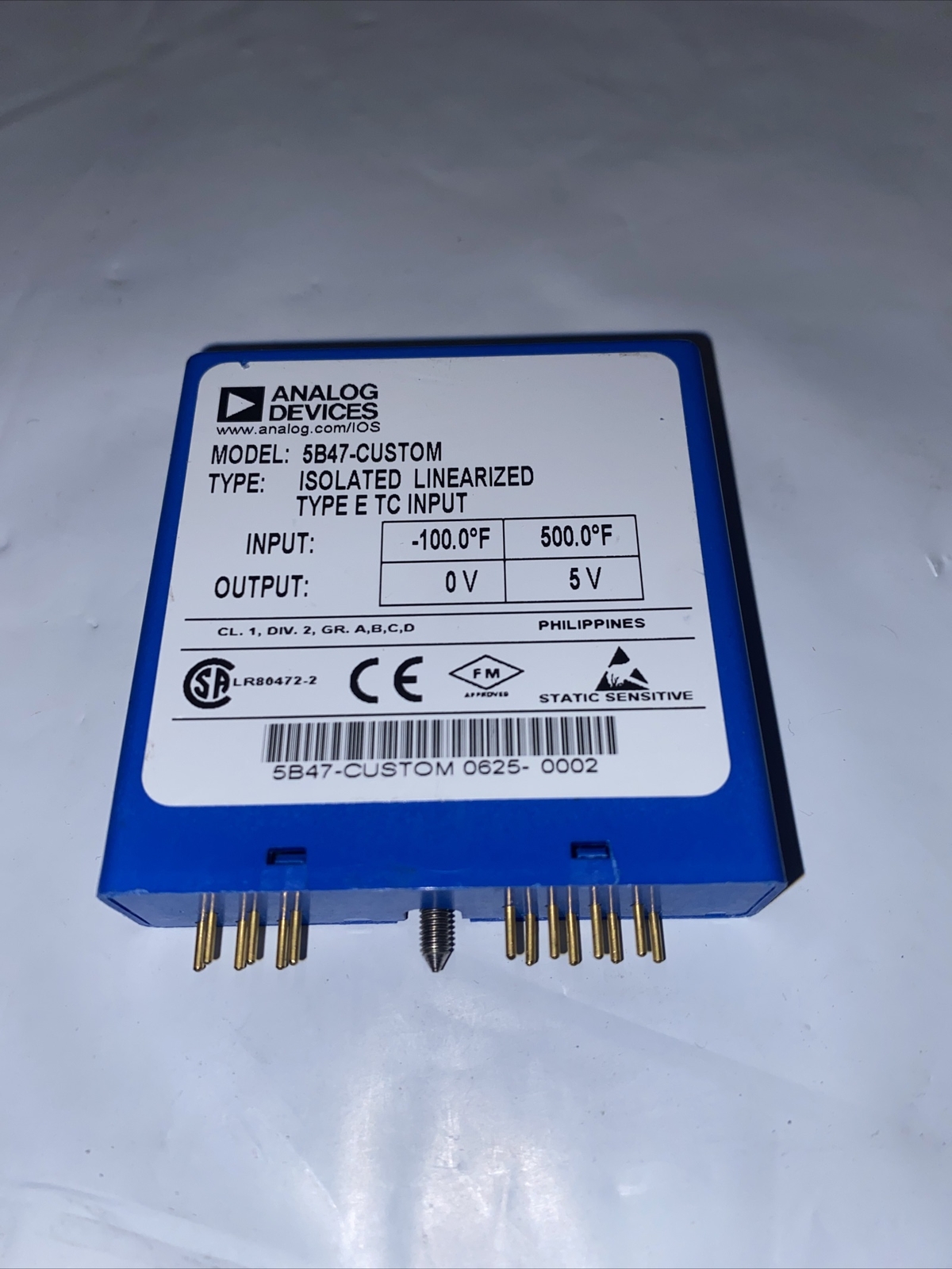 Analog Devices 5B47-CUSTOM ISOLATED LINEARIZED Type E TC Input -100.0°F 500.0°F