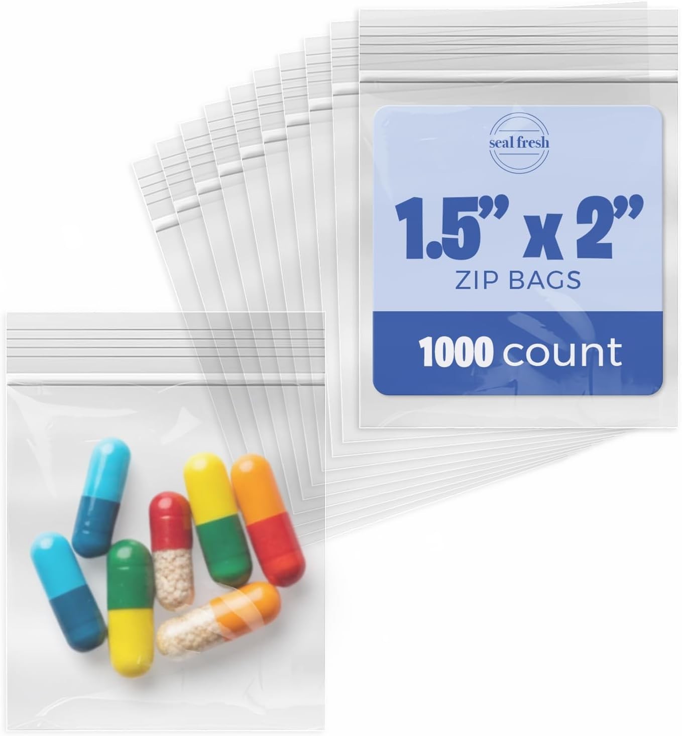 1.5 x 2 Inch Resealable Plastic Bags 1000 Pack — Clear Reclosable Mini Bags w…