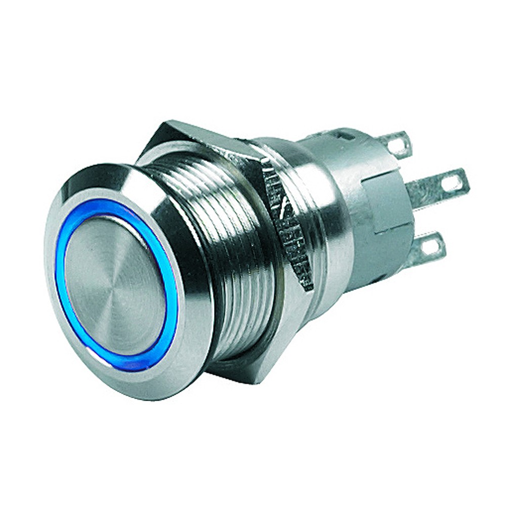 BEP Marine BEP Push Button Switch – 24V Latching On/Off – Blue LED