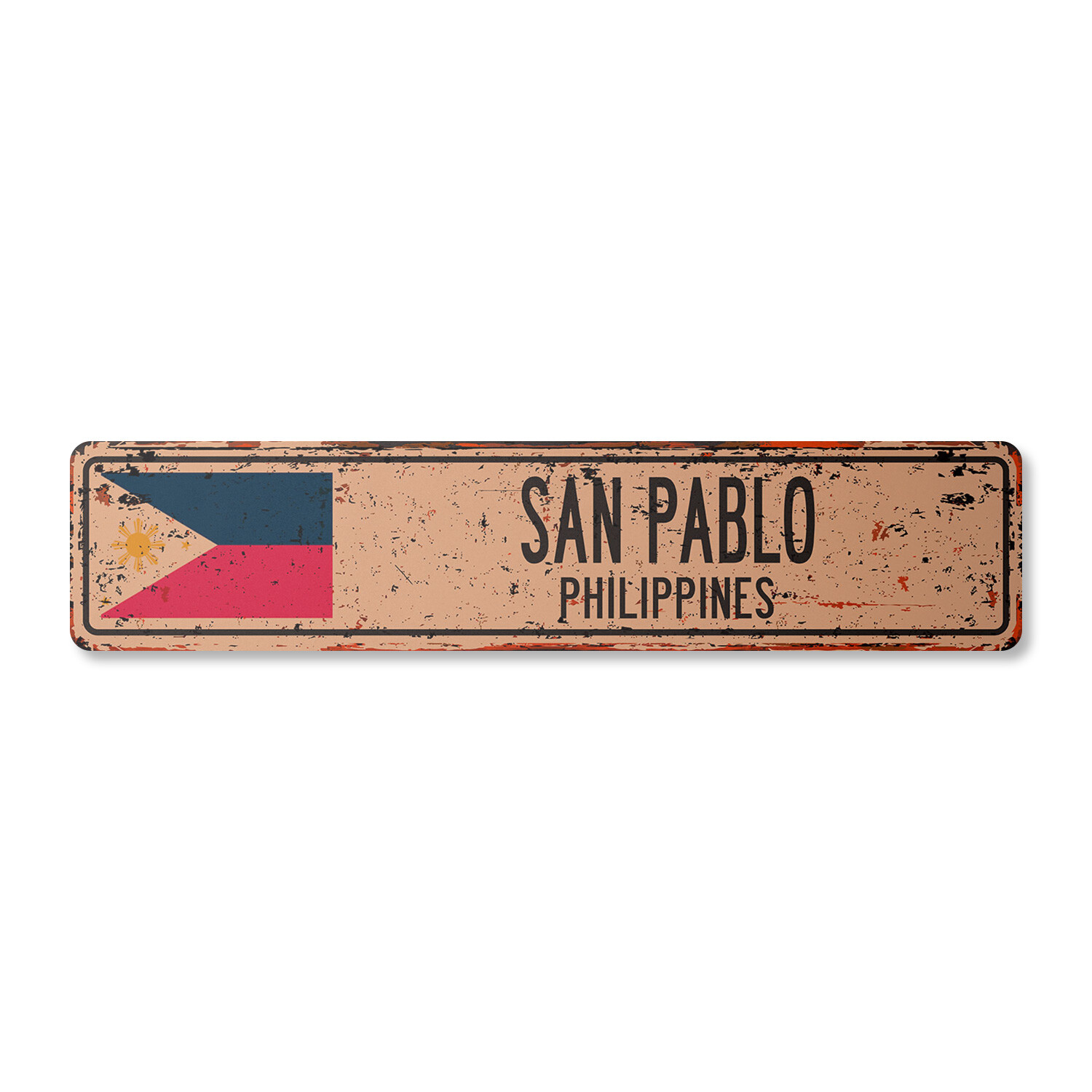 SAN PABLO PHILIPPINES Vintage Street Sign Filipino flag city country road rustic