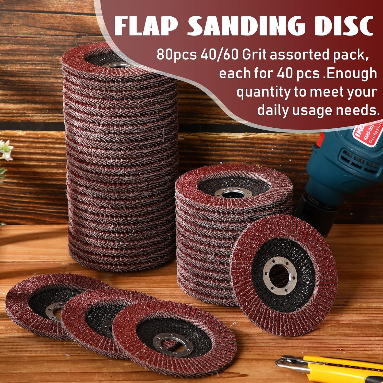 80 Pack Flap Discs 4 1/2 Inch for Angle Grinder 4.5 x 7/8 Inch…