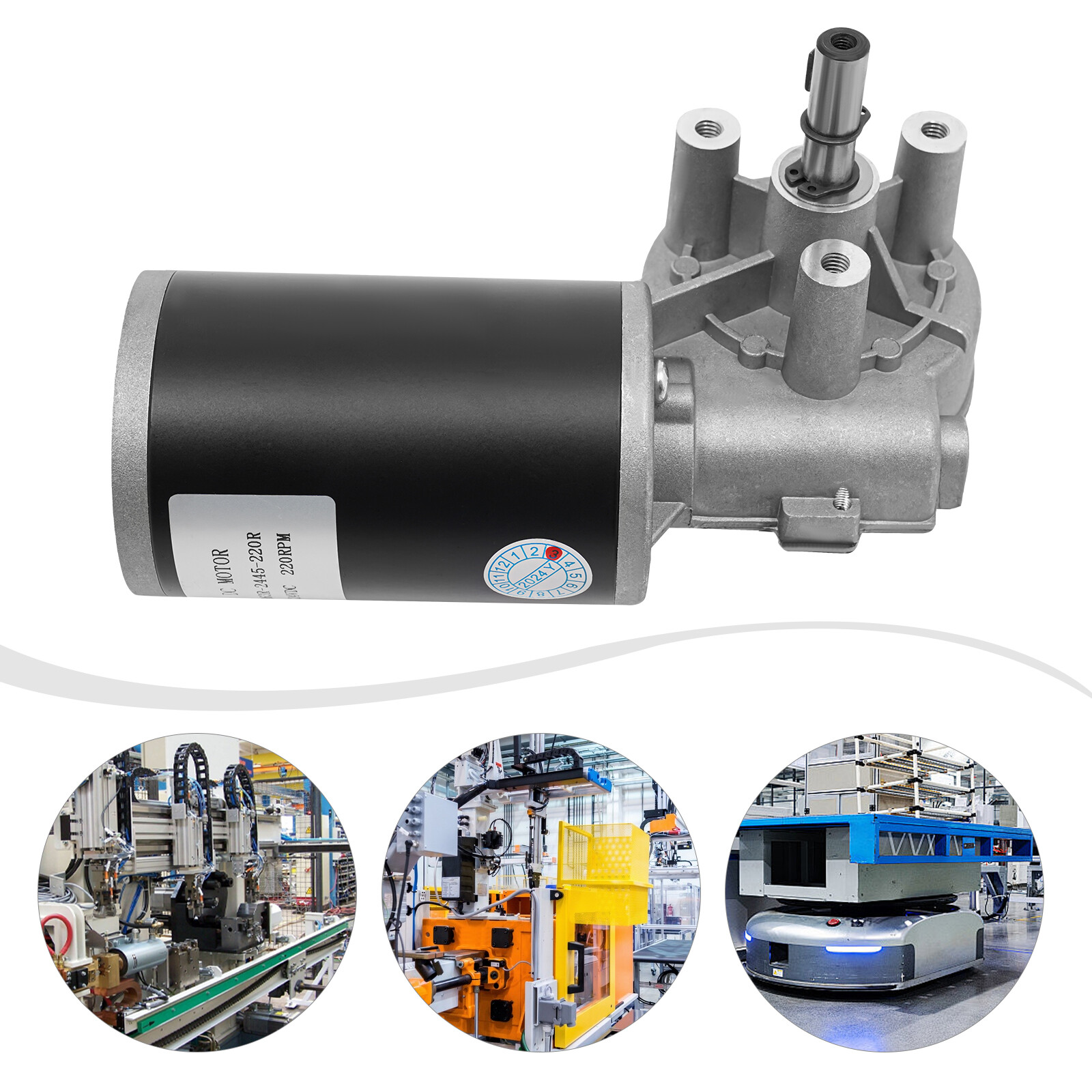 Electric Worm Gear Motor Right Angle Reversible 220 RPM Torque 45W DC 24V