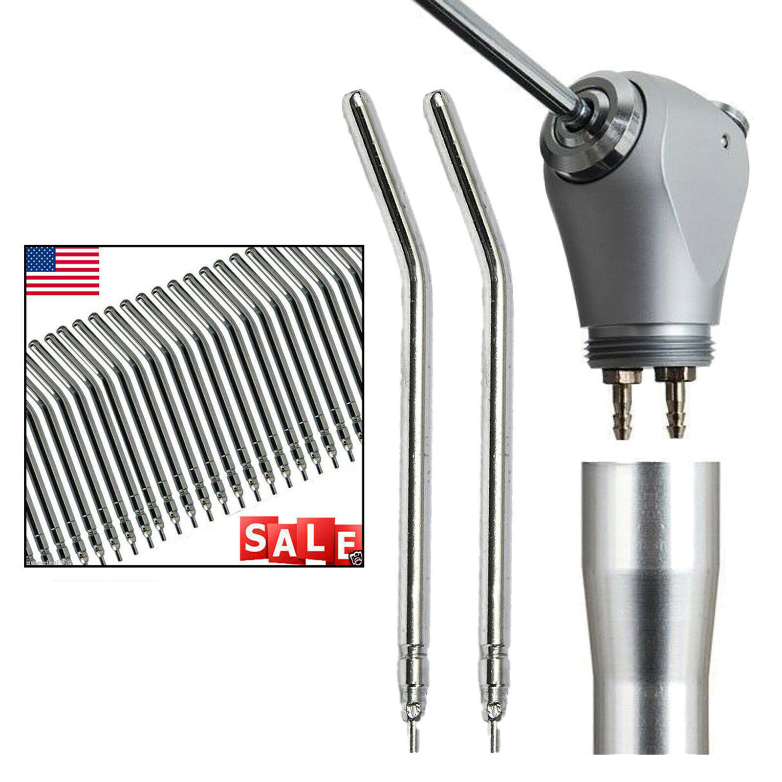 Dental 3 Way Air Water Spray Triple Syringe Handpiece /+50*Nozzles/Tips/Tubes OR