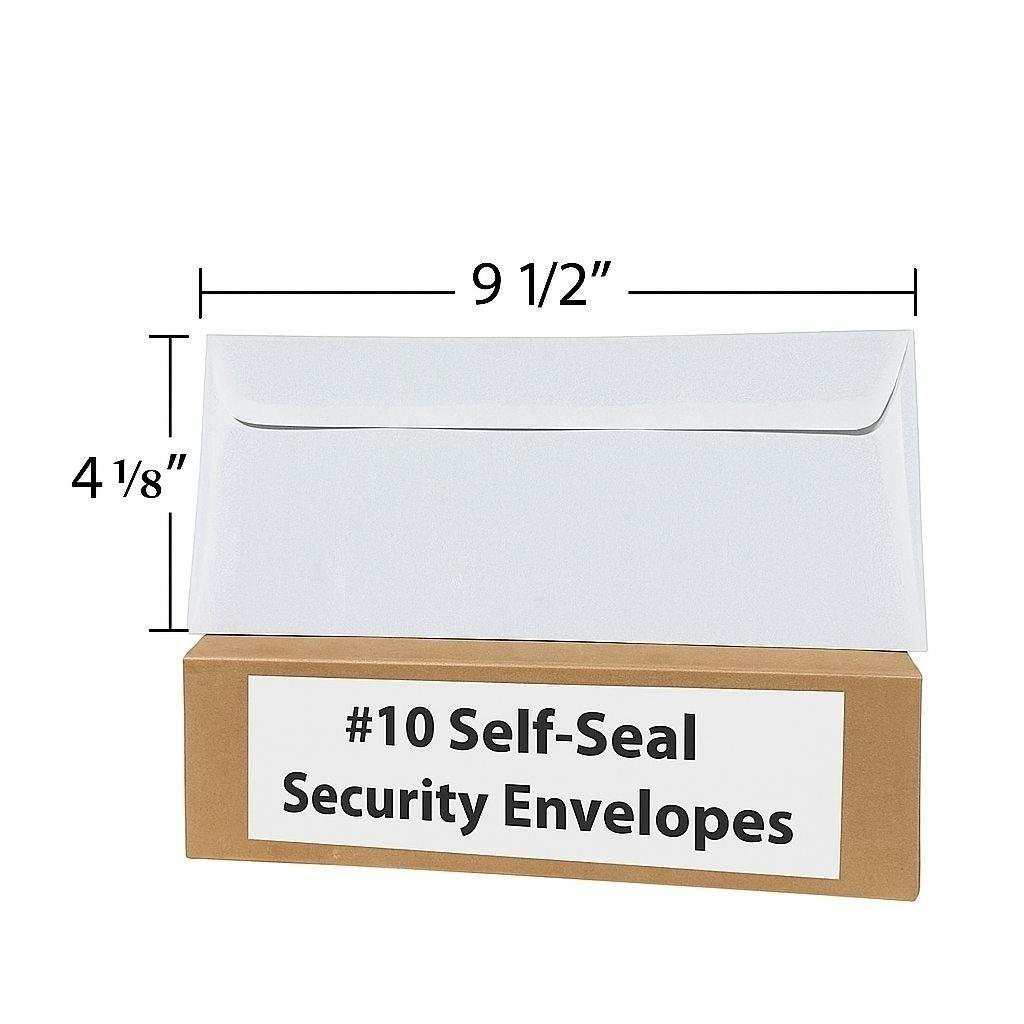 200 – Pack #10 Security Envelopes Self Seal Envelopes 4-1/8″ x 9-1/2″