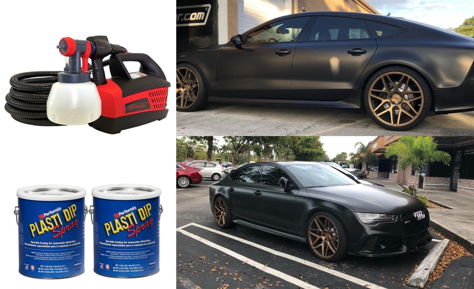 Shadow Black Plasti Dip Spray 2 Gallon DYC G-Force DipSpayer Combo Satin Black