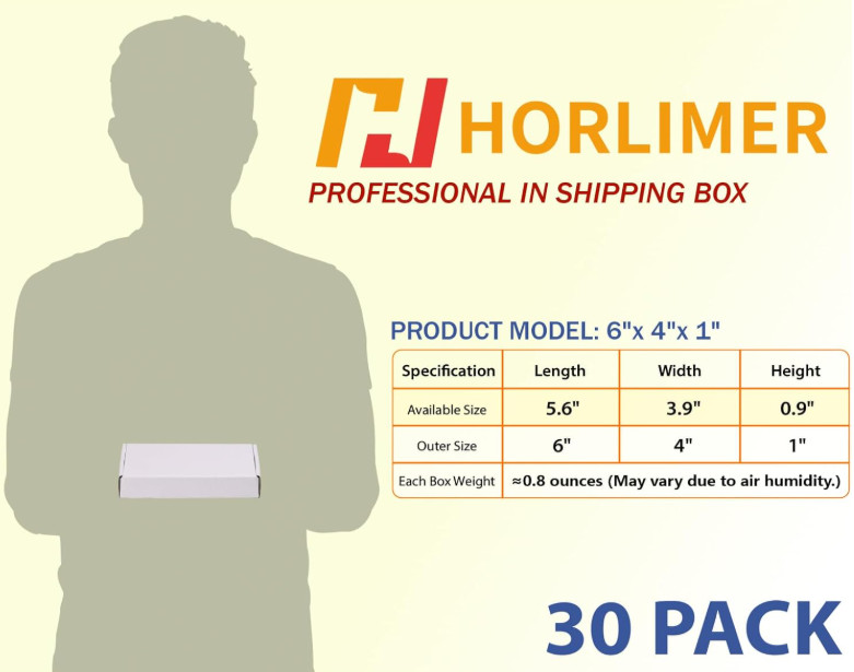 6x4x1 Shipping Boxes Set of 30, White Corrugated Cardboard Mailer Box for Packin
