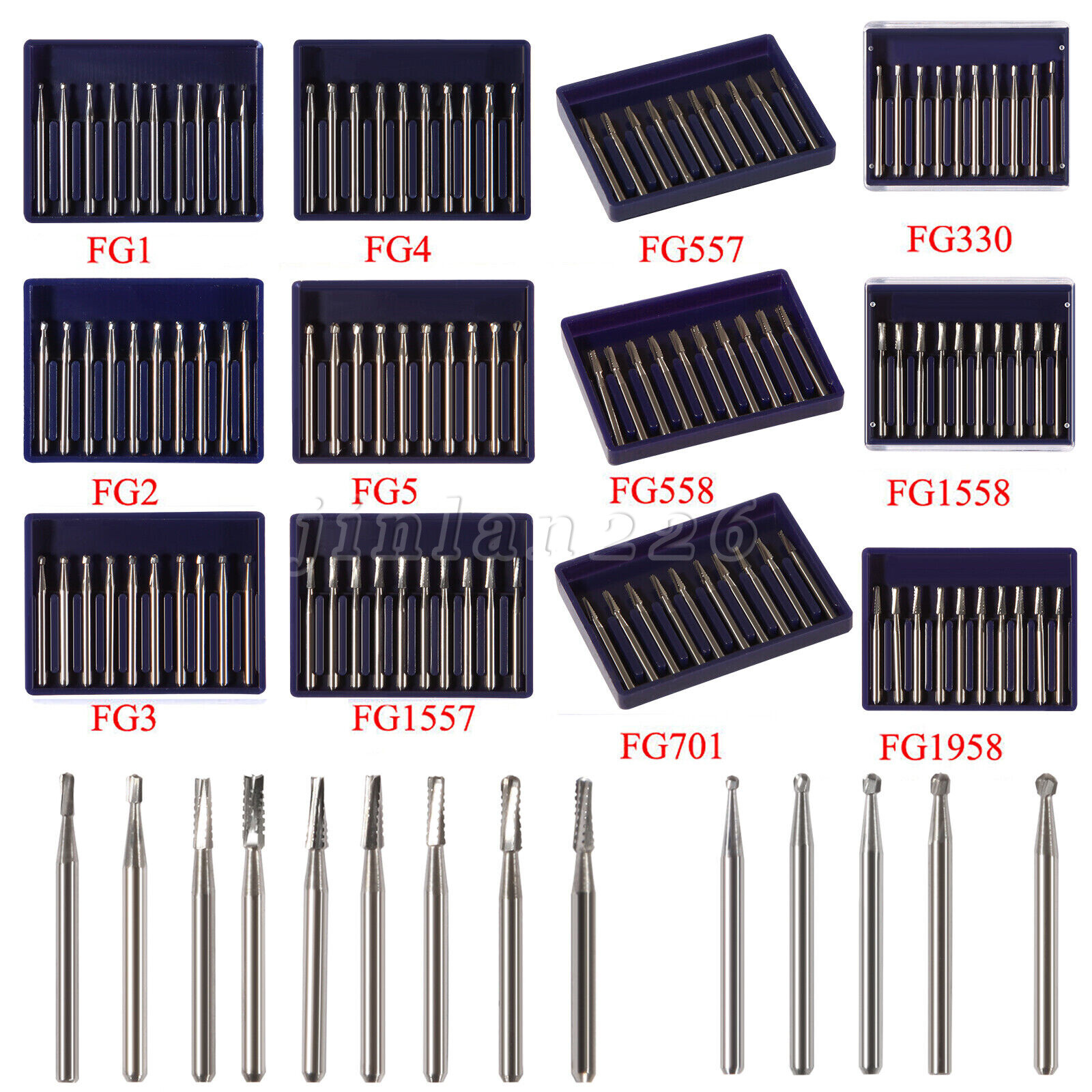 Dental Carbide Burs FG #1-5 557 Round for High Speed Handpiece 10 per package
