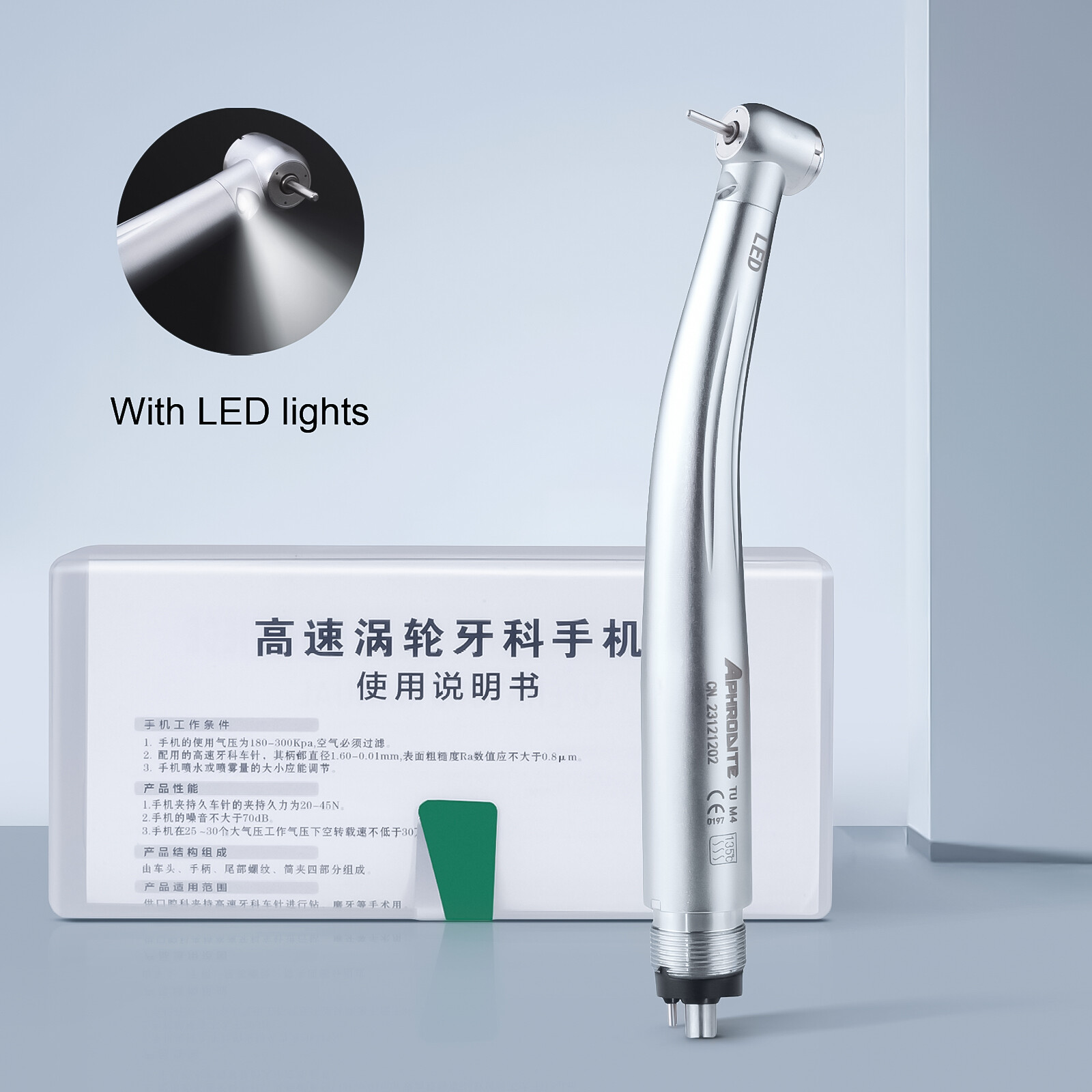 4H E-generator Dental LED Fiber Optic High Speed Handpiece Internal Triple Spray