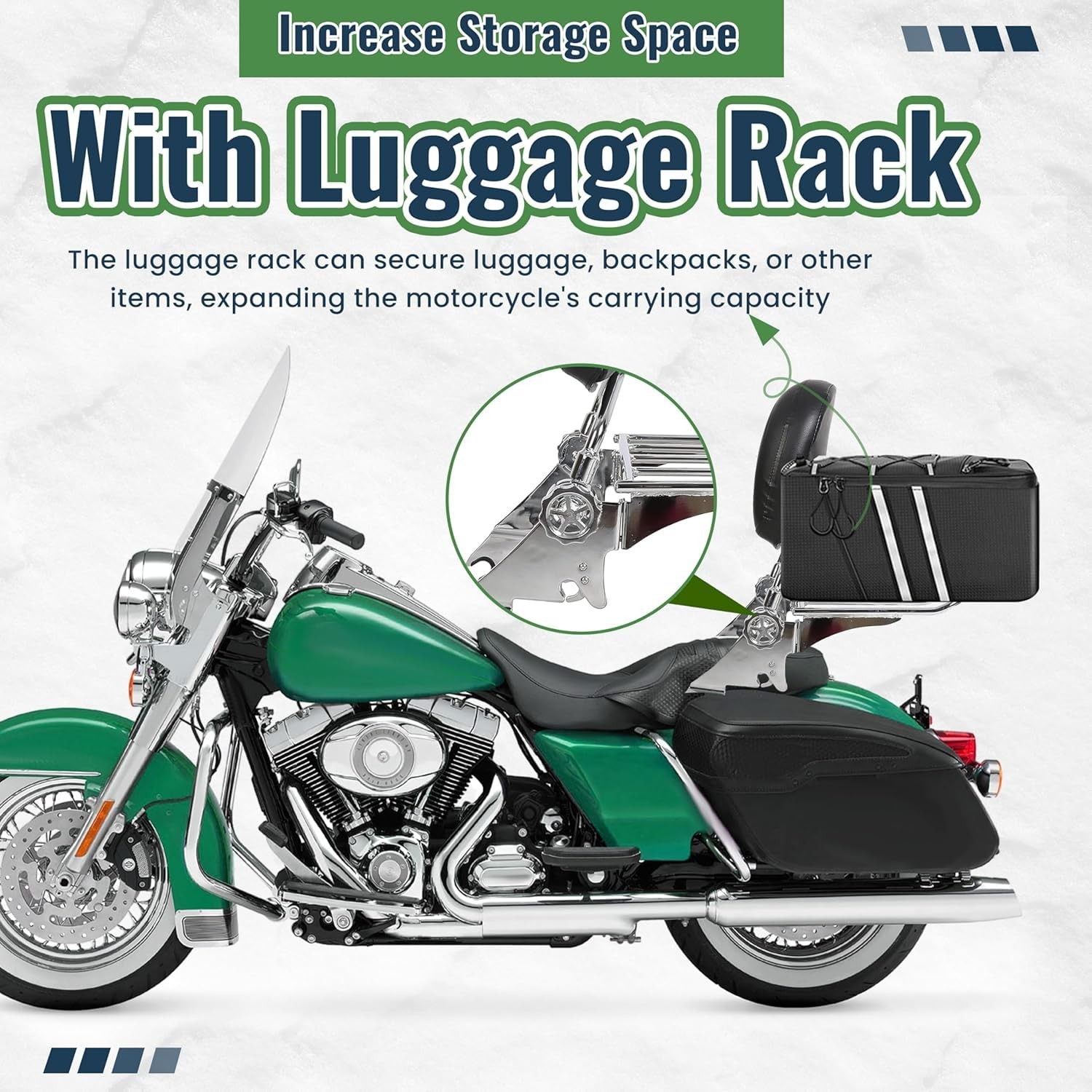 Detachable Sissy Bar Backrest w/Luggage Rack Chrome Heavy Duty Steel 09-24 FLHX