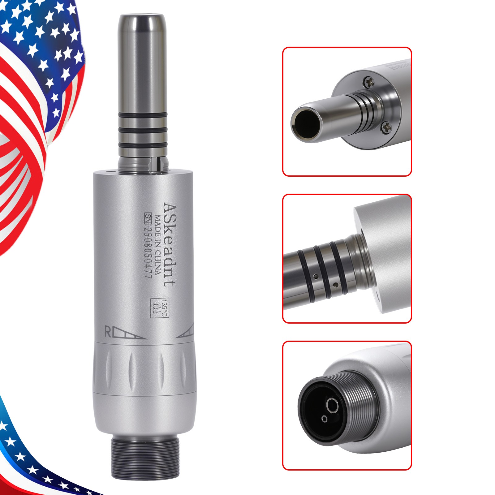 1-10 ASK Dental Slow Low Speed Air Motor Handpiece Internal Water Spray 2 Hole