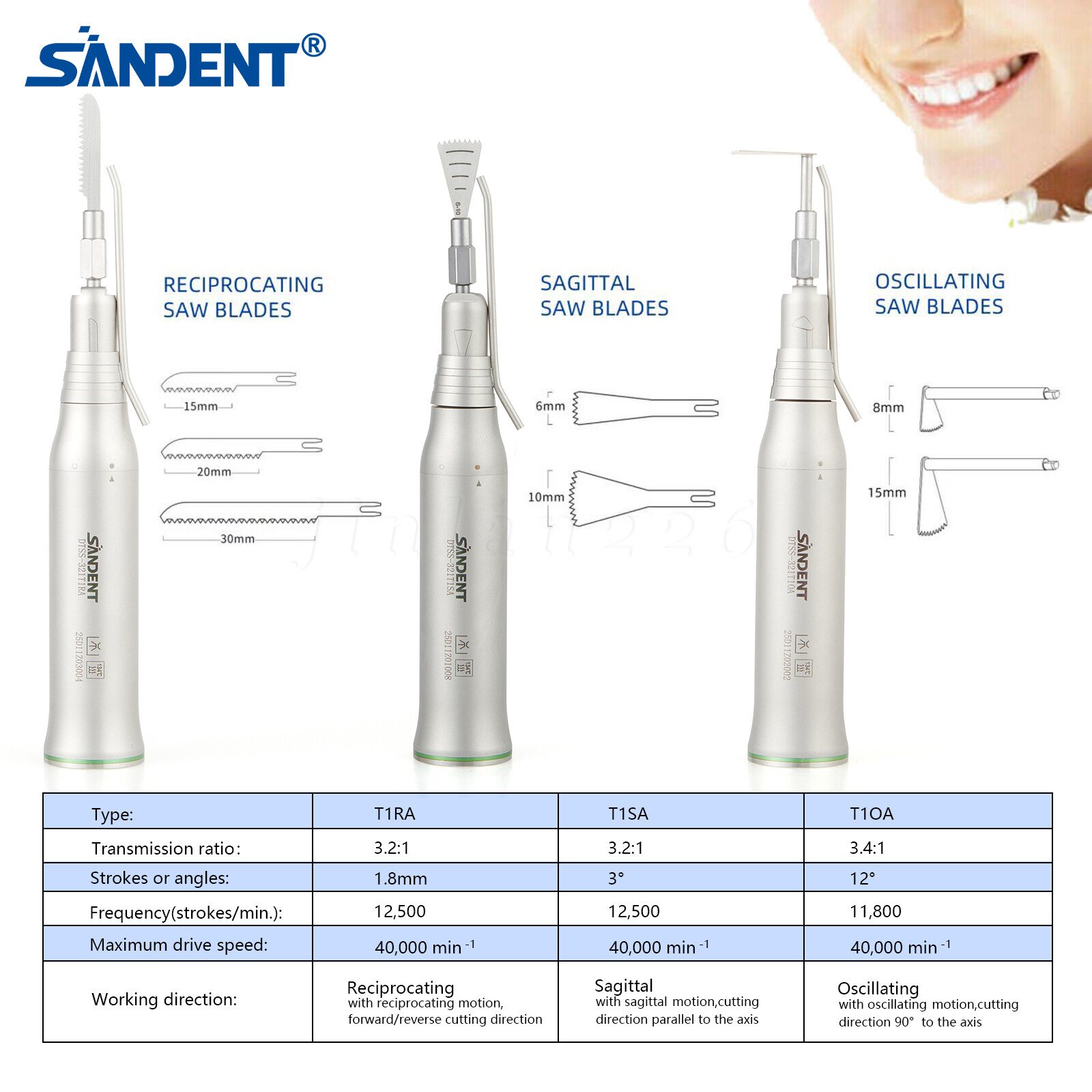 SANDENT Dental Brushless Electric LED Micro Motor /Micro Saw Surgical Handpiece