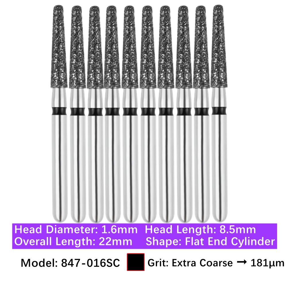 10pc Dental FG High Speed Diamond Burs Flat End Taper Shape Polishing Burs