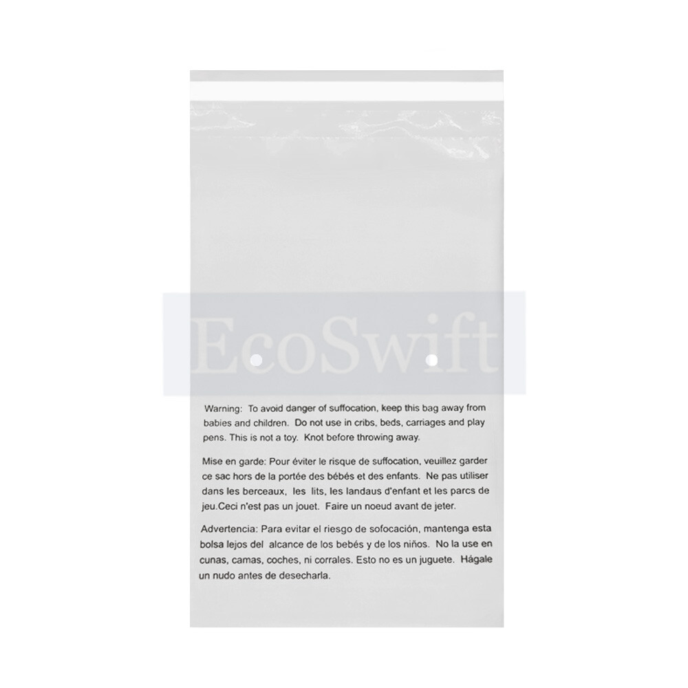 1-10000 12×17 EcoSwift Self Seal Suffocation Warning Clear Poly Bags Free Ship