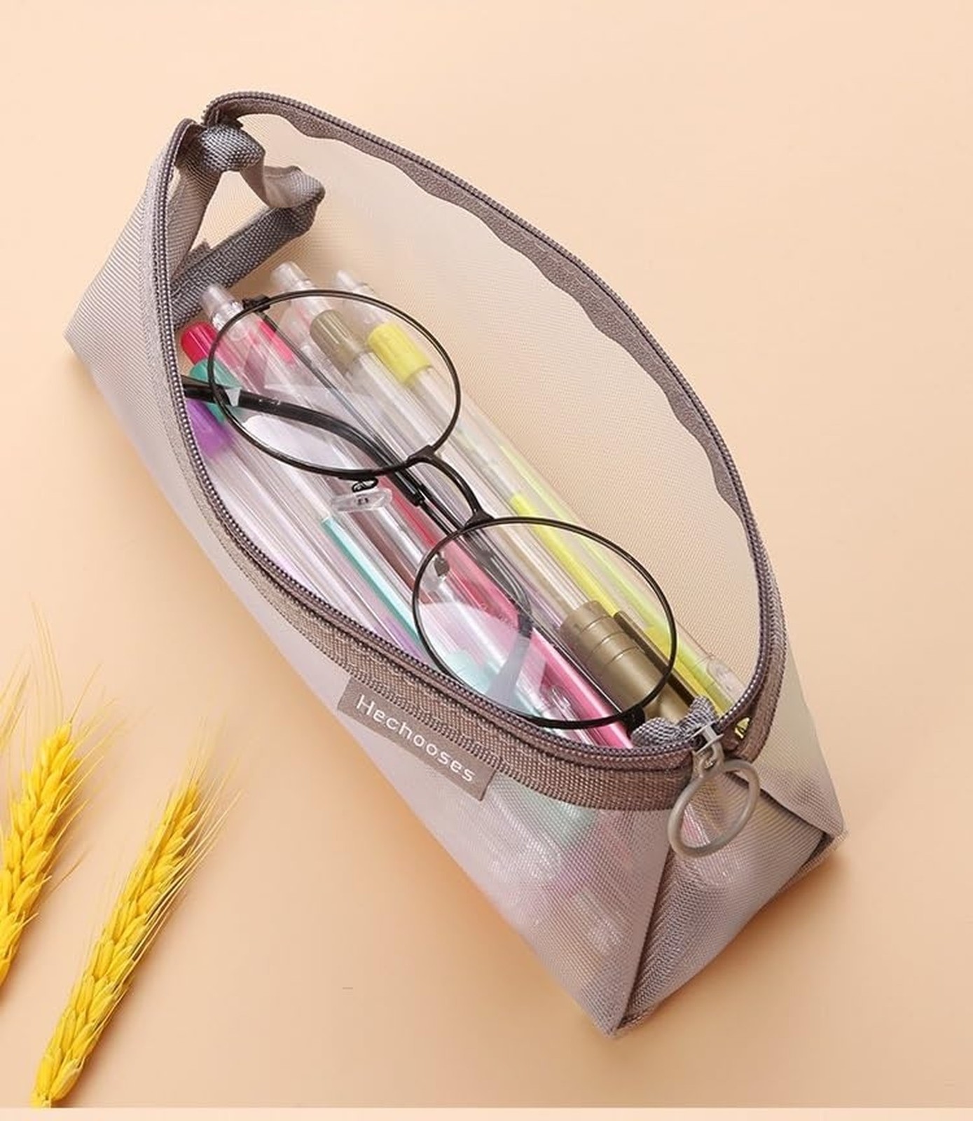 3Pcs Mesh Makeup Brush Bag, Nylon Mesh Zipper Pouch Bags Portable Clear Makeu…