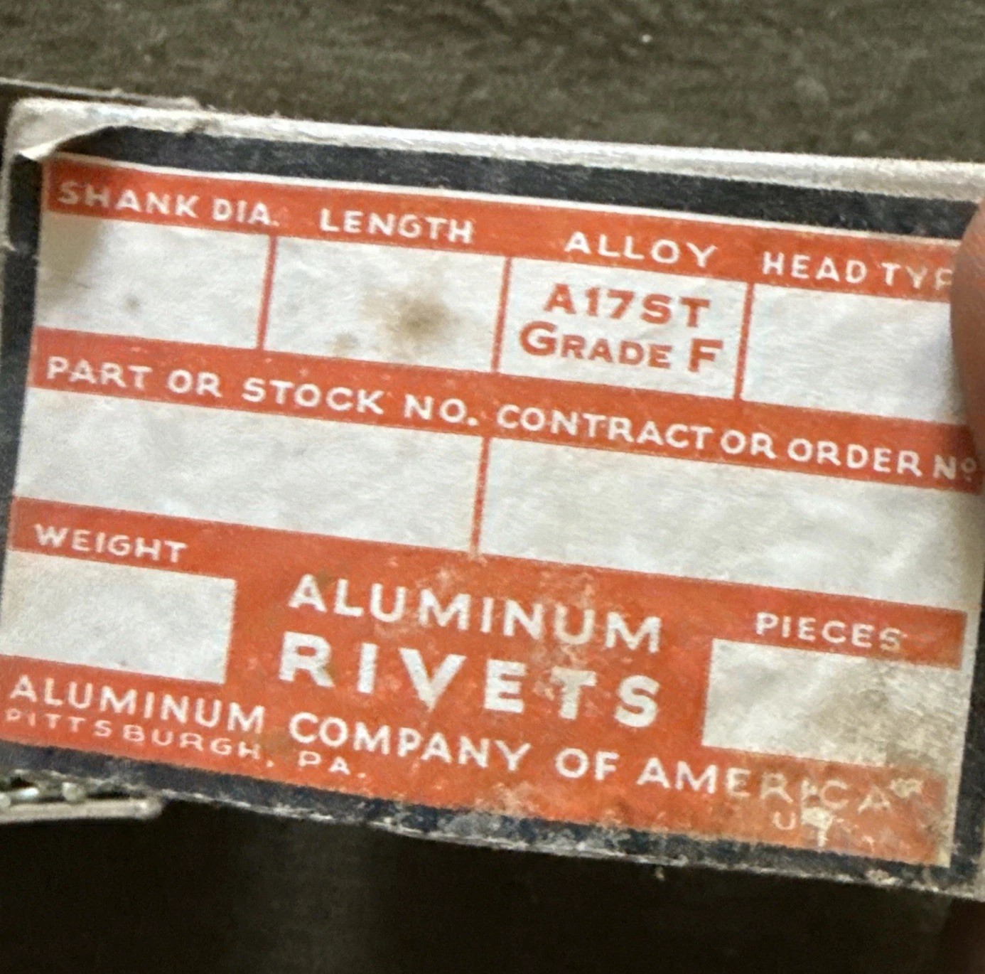 3/32” X 3/4” Aluminum Solid Rivets NOS Alcoa USA ??