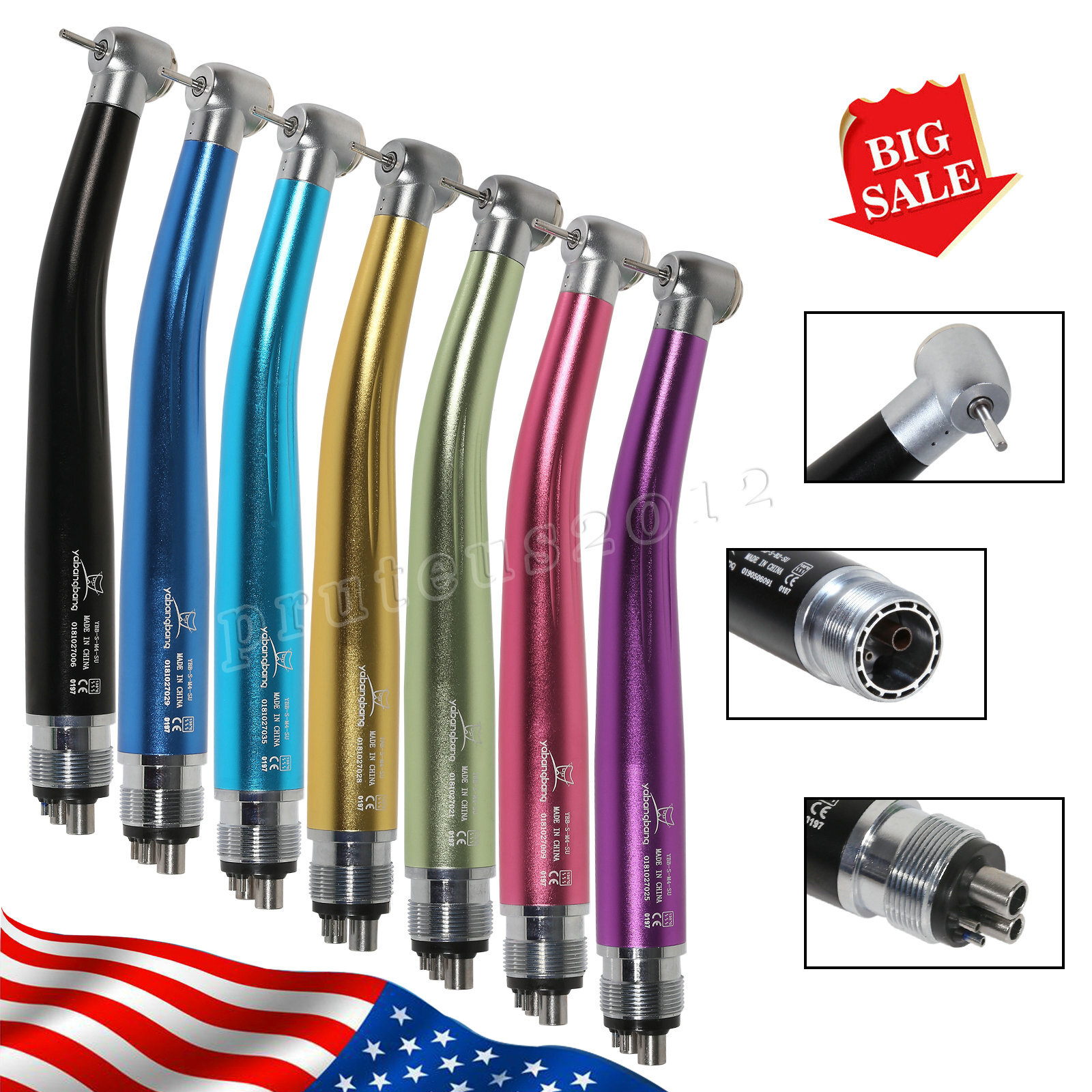 USA Push Button Dental High Speed Handpiece Single water spray Air Turbine 2/4H