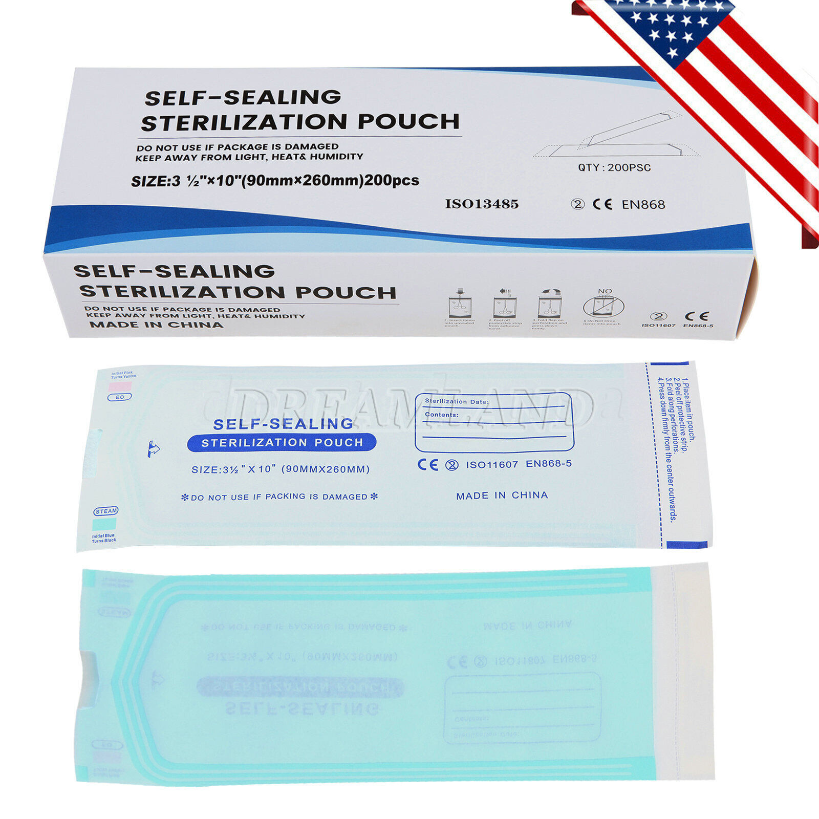 Self Sterilization Pouches Pouch Autoclave, Sterilizer Bags Dental Tattoo Nail